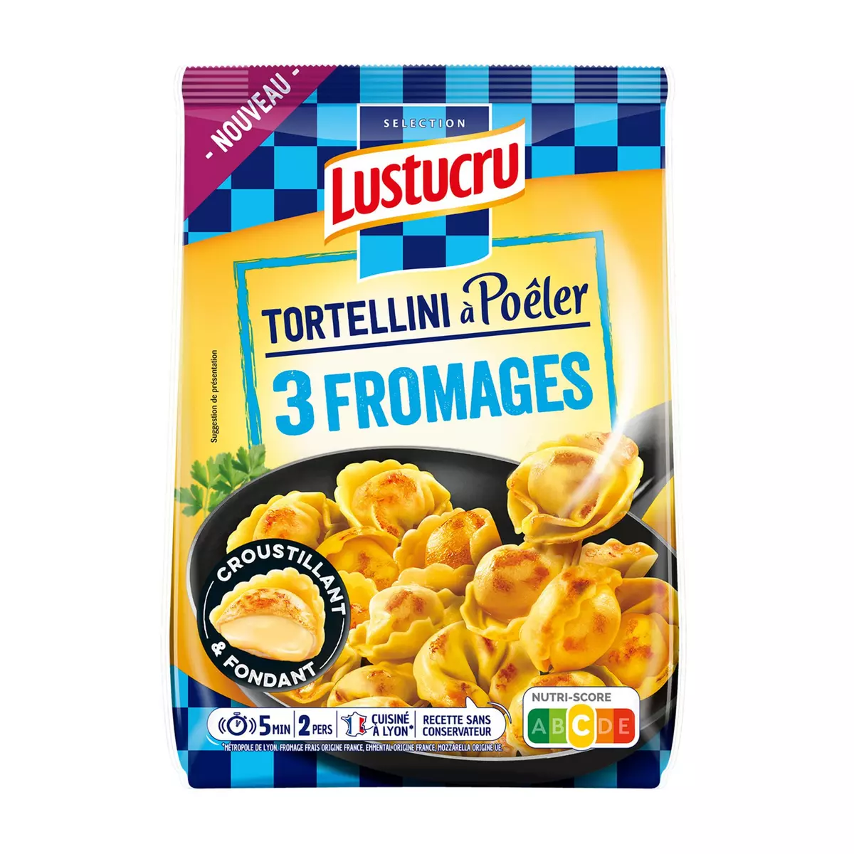 LUSTUCRU Tortellini à poêler 3 fromages 2 portions 300g