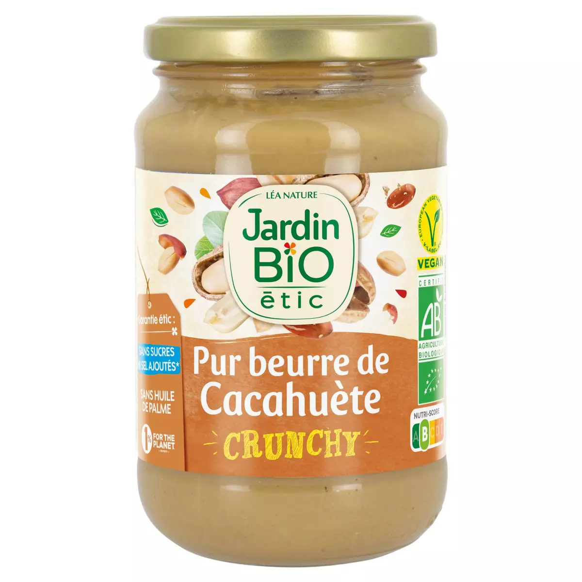 JARDIN BIO ETIC Pâte à tartiner pur beurre de cacahuète Crunchy 350g