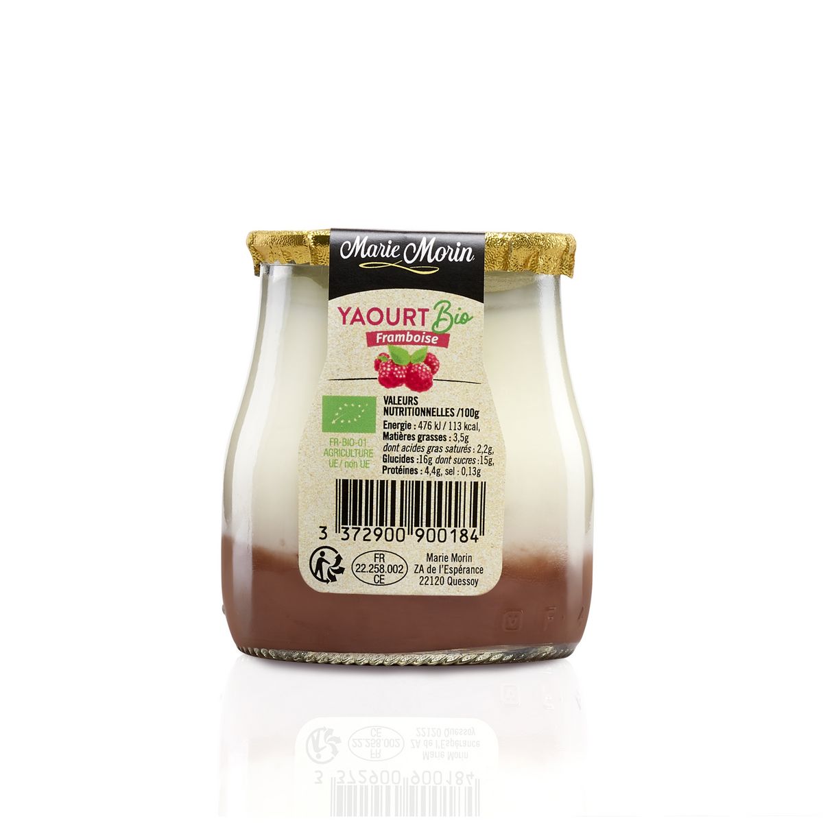 MARIE MORIN Yaourt brassé à la framboise bio 140g