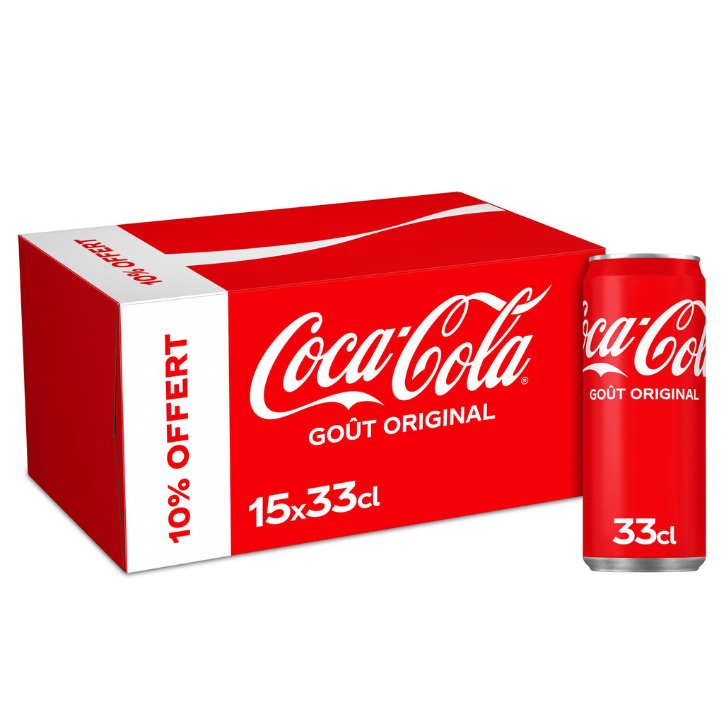 COCA-COLA Boisson gazeuse Original aux extraits végétaux boîtes 15x33cl dont 10% offert