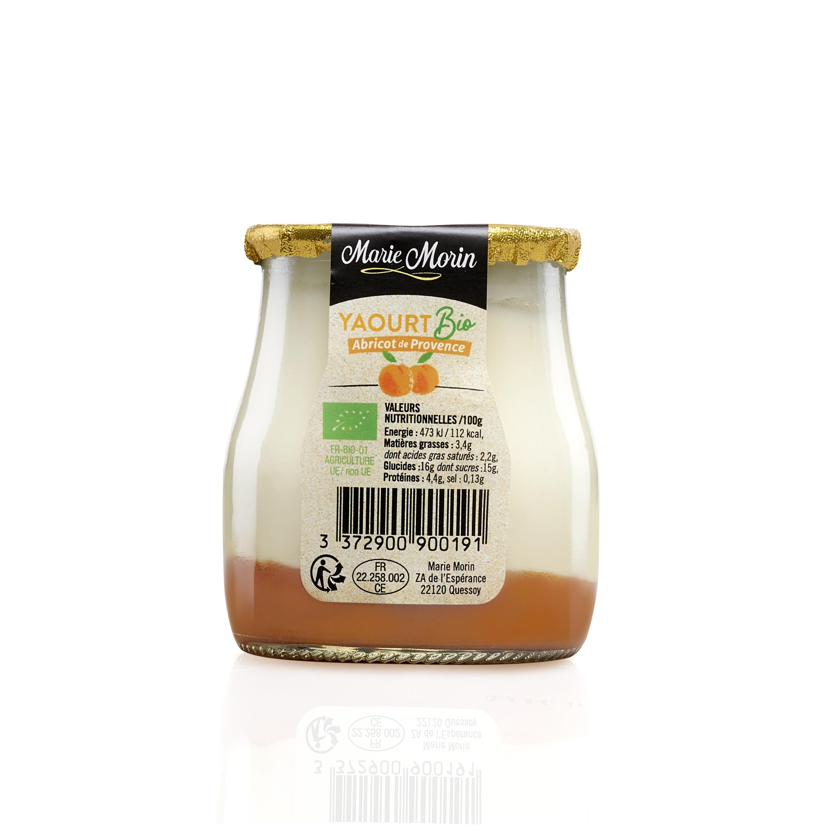 Voir la diapositive 2 : MARIE MORIN Yaourt brassé à l'abricot de Provence bio 140g