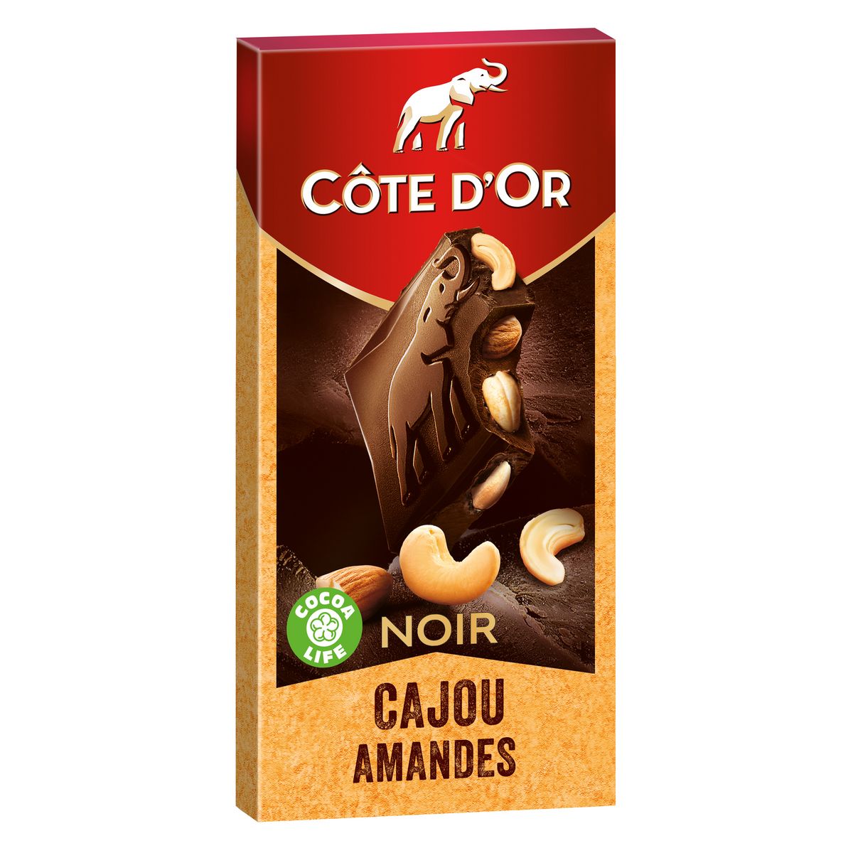 COTE D'OR Tablette de chocolat noir avec noix de cajou et amandes grillées 1 pièce 180g