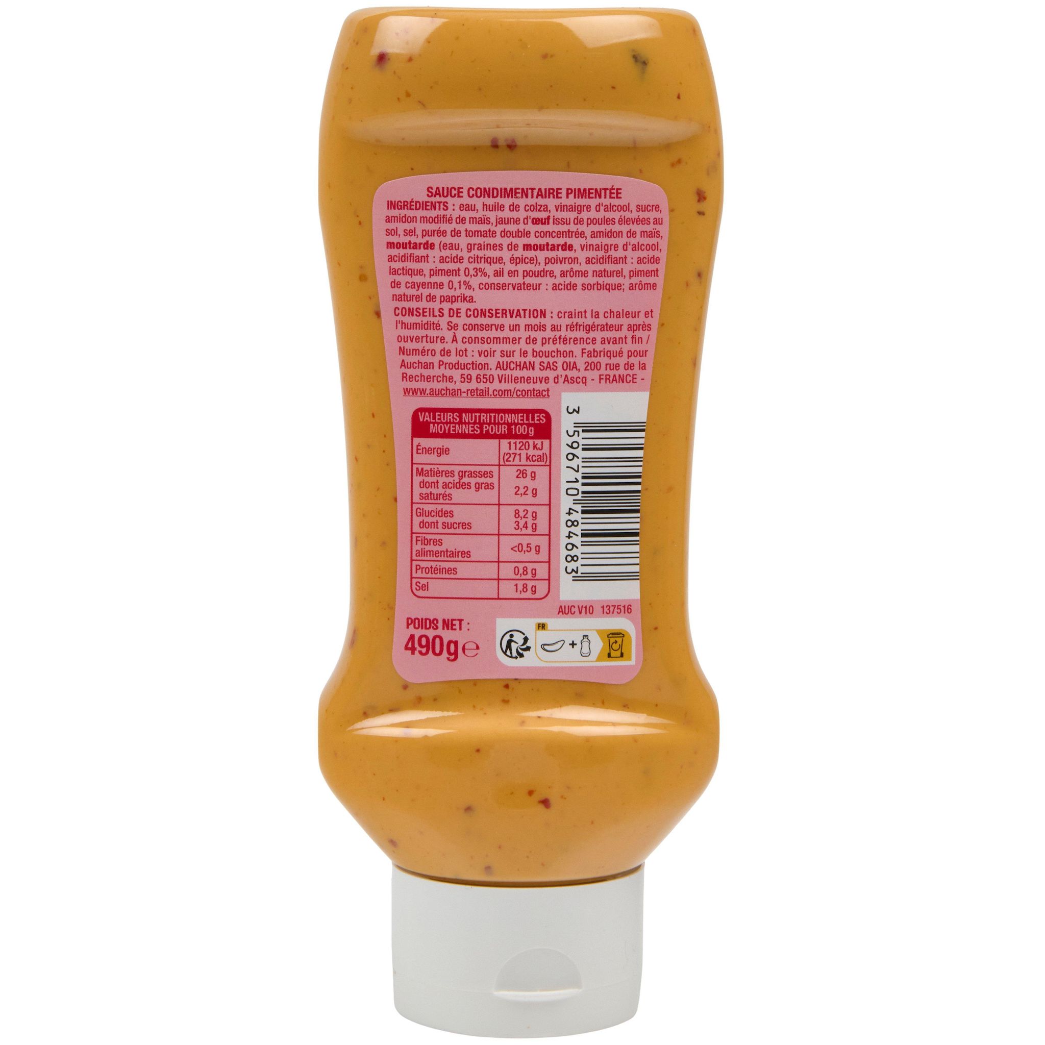 Voir la diapositive 2 : AUCHAN Sauce samourai flacon souple 490g