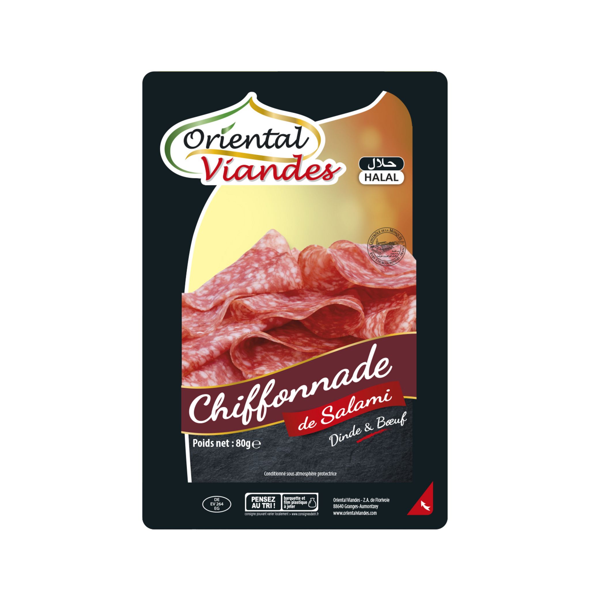 ORIENTAL VIANDES Chiffonnade de salami à la dinde et au boeuf halal 80g