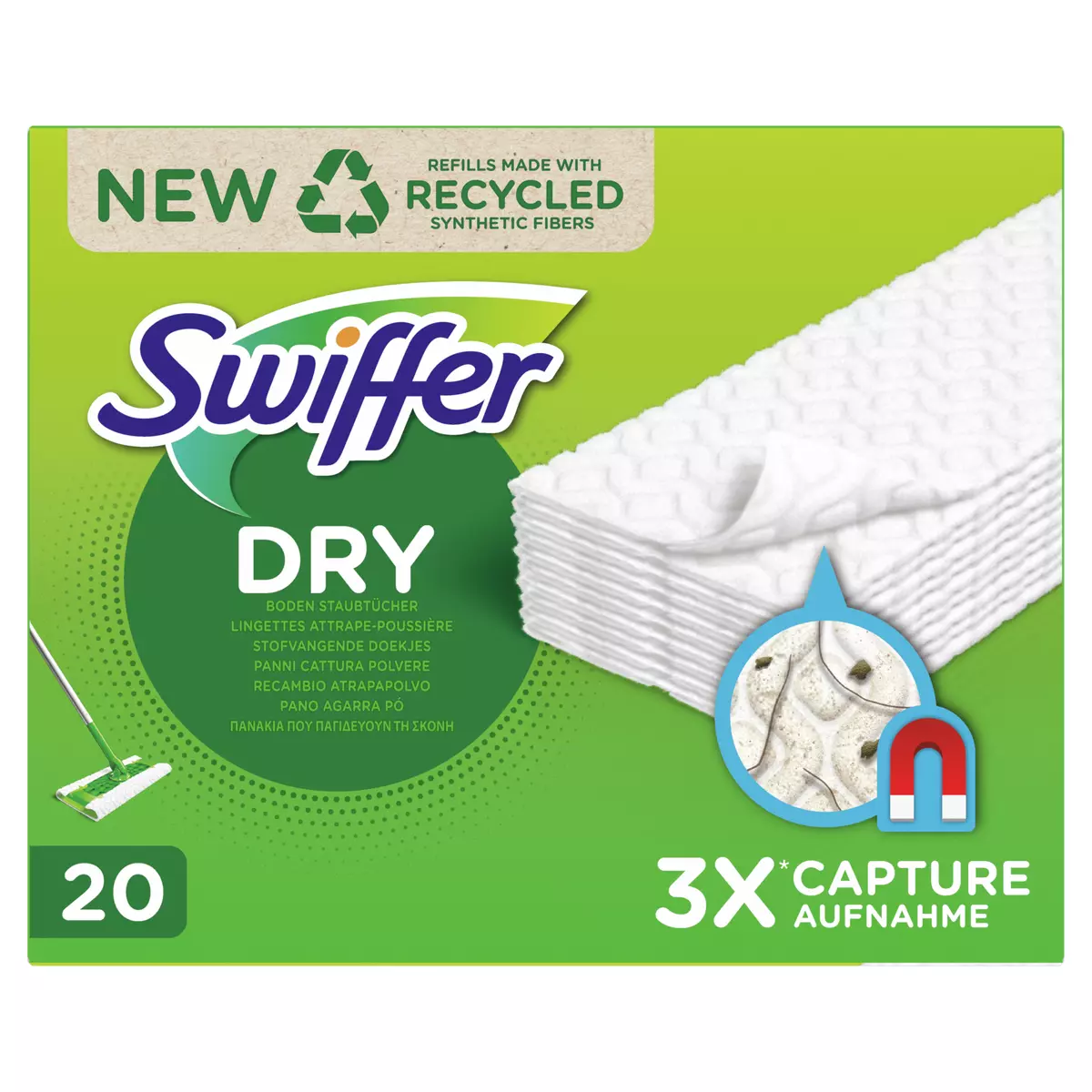 SWIFFER Dry recharge lingette balai attrape poussière 20 lingettes pas cher  