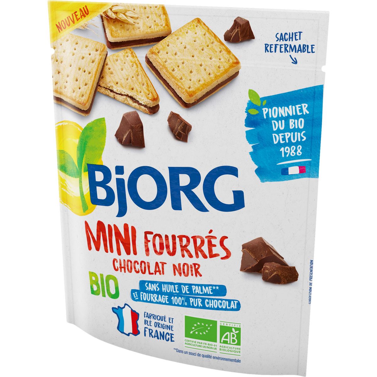 BJORG Biscuits mini fourrés au chocolat noir bio 180g