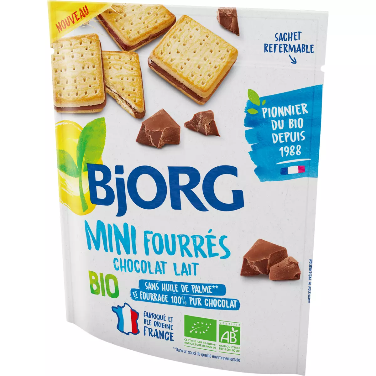 BJORG Biscuits mini fourrés au chocolat au lait bio 180g