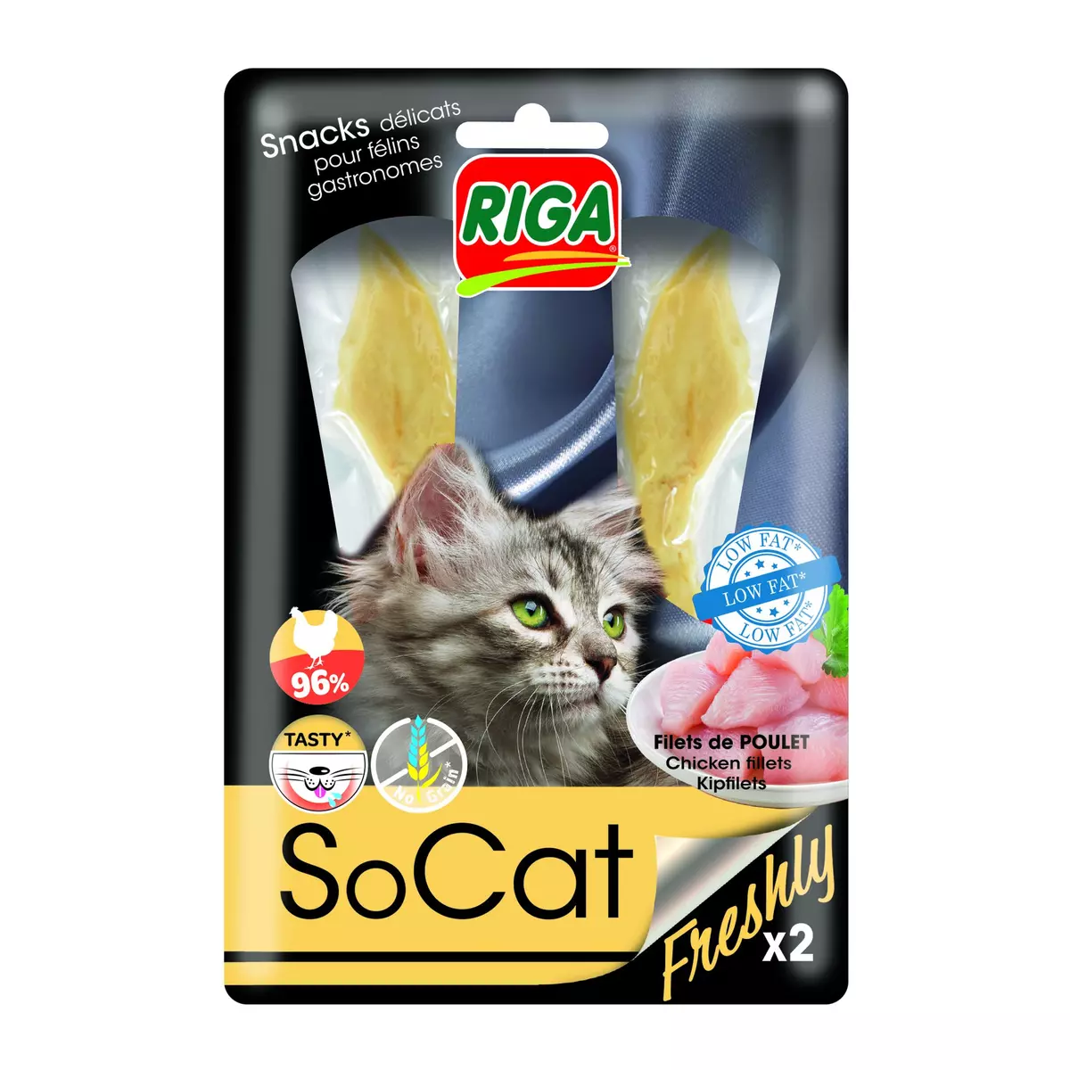 RIGA SoCat snacks de filets de poulet pour chat 2 pièces 25g