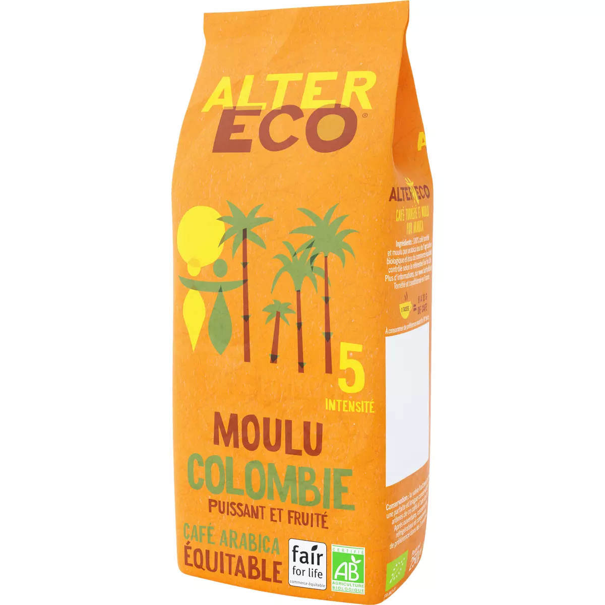 ALTER ECO Café moulu Colombie bio pur arabica intensité 4 250g