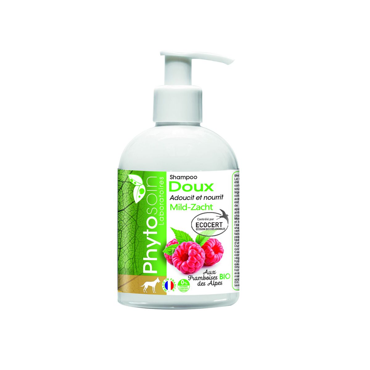PHYTOSOIN Shampooing doux aux framboises des Alpes bio pour chien 200ml