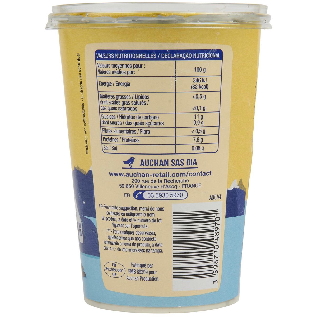 AUCHAN Skyr à la vanille 0% MG 450g