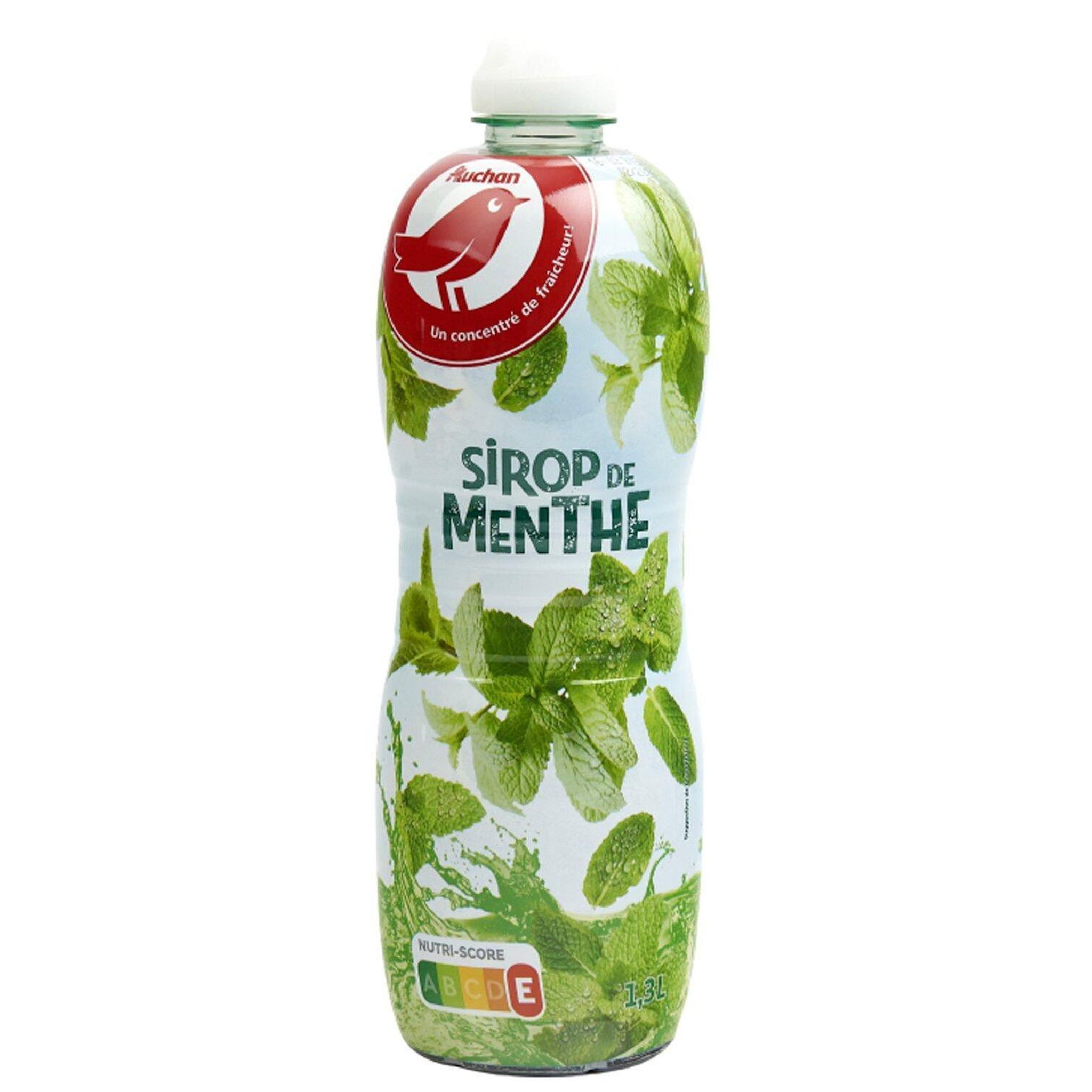 Voir la diapositive 2 : AUCHAN Sirop de menthe bidon métal 1.3l