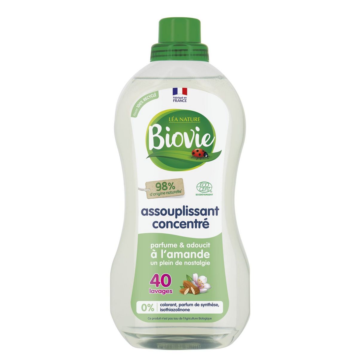 BIOVIE Assouplissant concentré parfume et adoucit à l'amande 40 lavages 1l