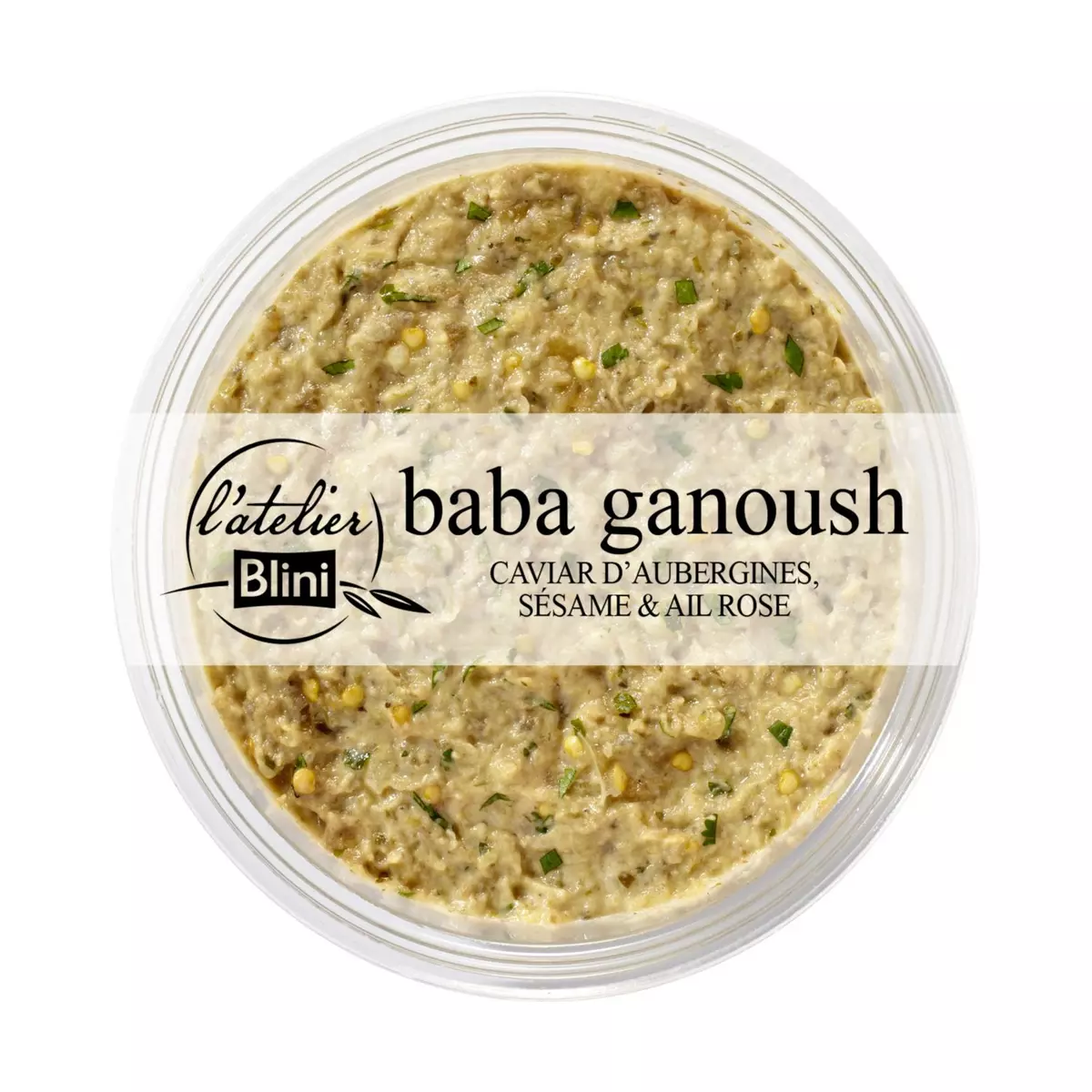 L'ATELIER BLINI Baba ganoush caviar d'aubergines sésame et ail rose 165g