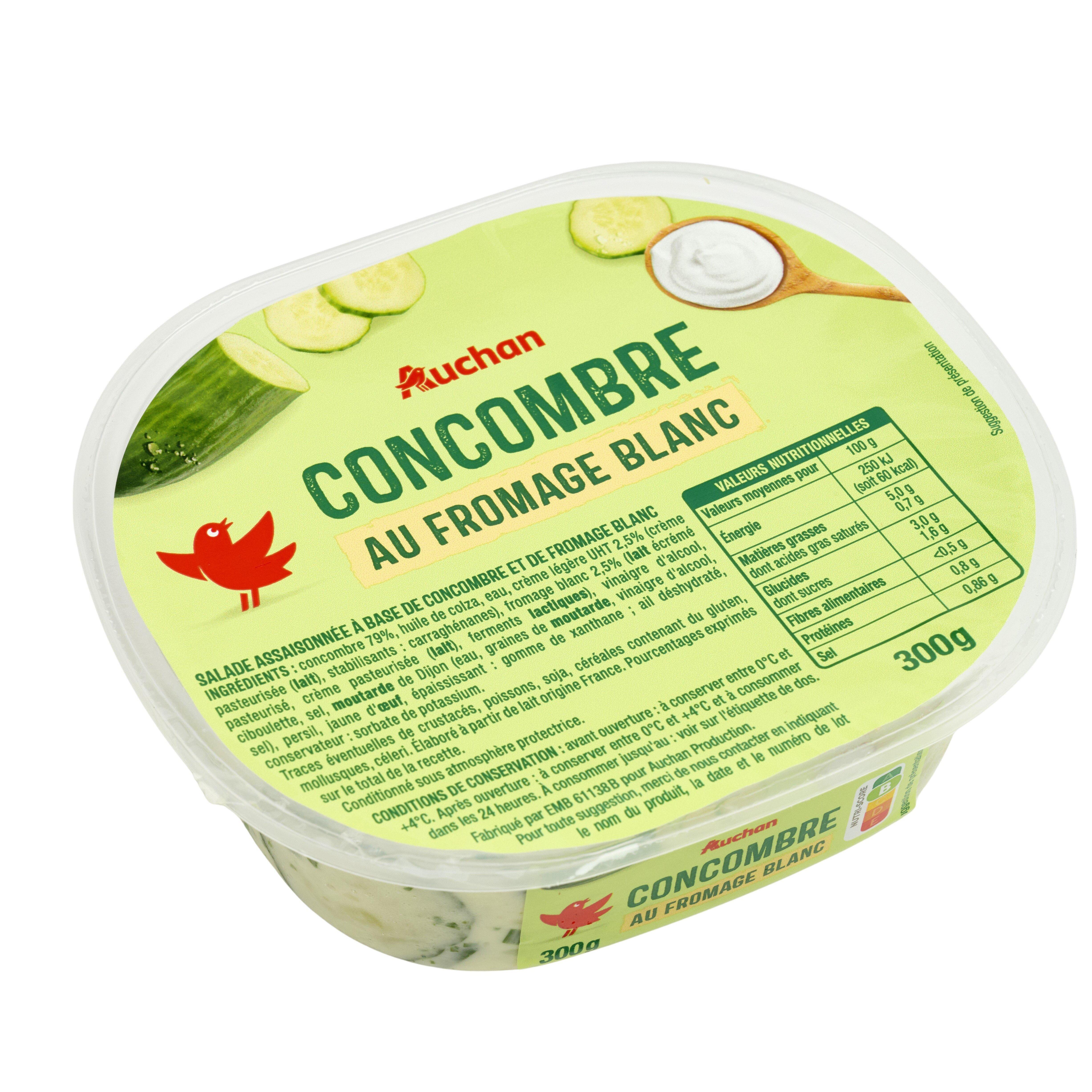 Voir la diapositive 2 : AUCHAN Concombre au fromage blanc 300g