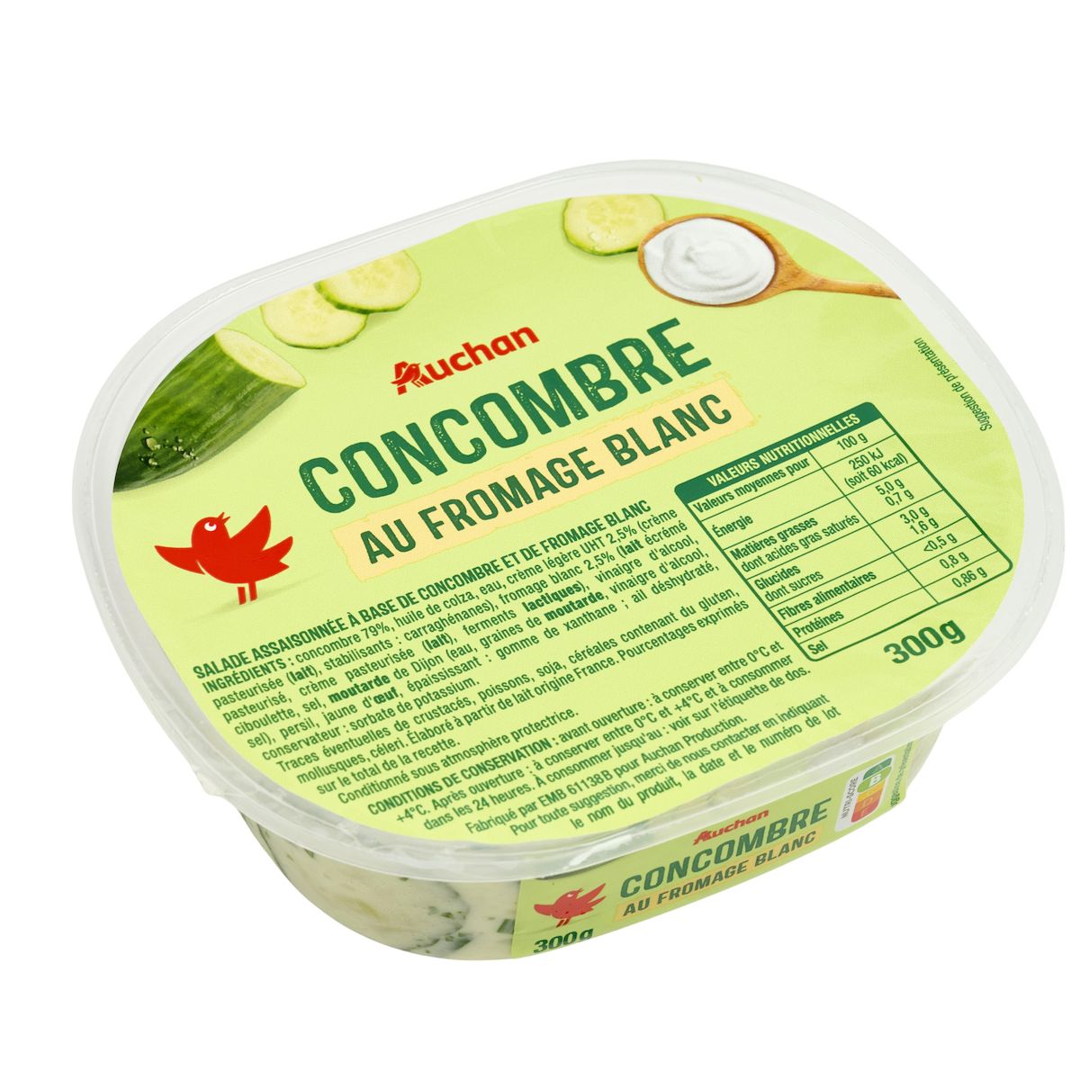 AUCHAN Concombre au fromage blanc 300g
