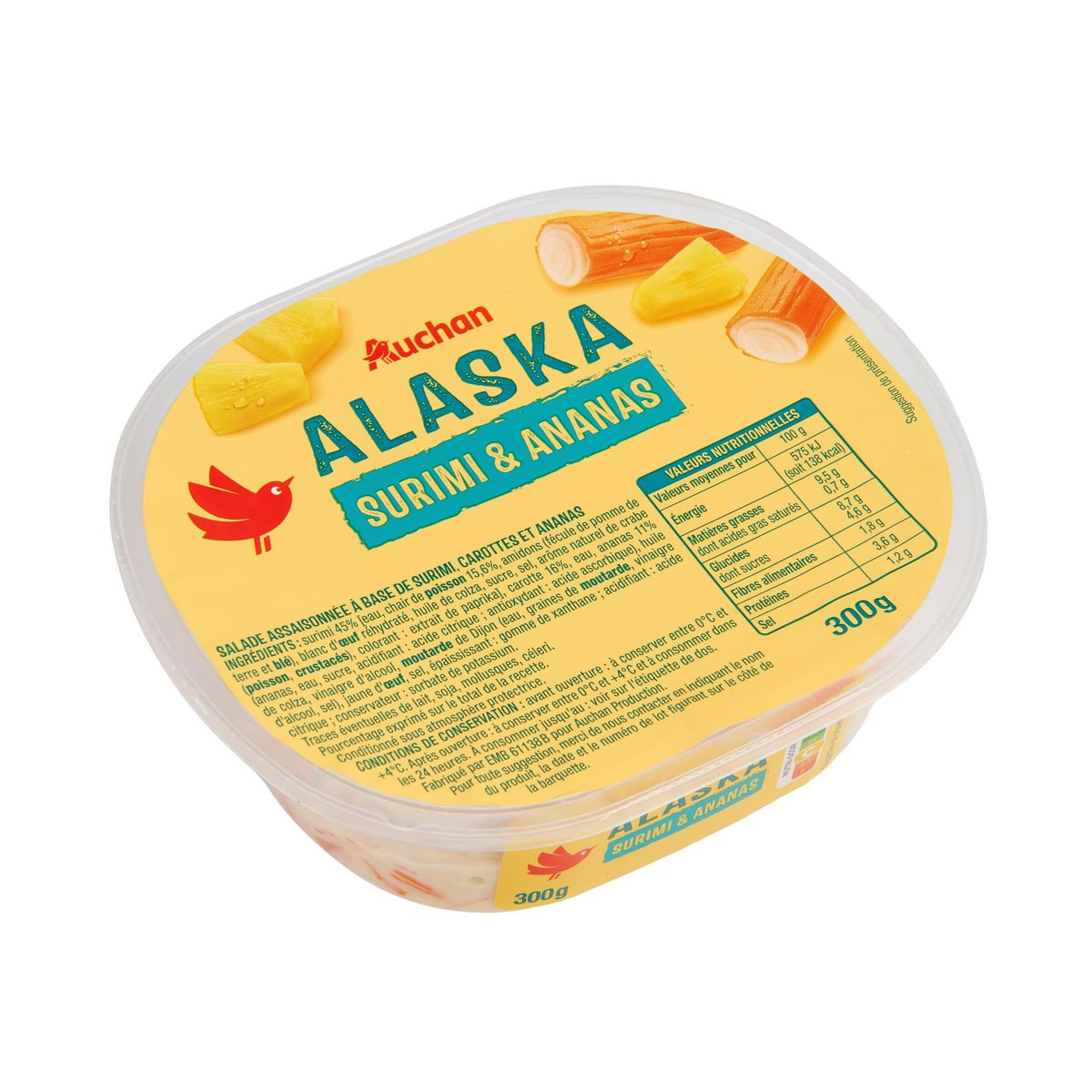 AUCHAN Salade Alaska au surimi carottes et ananas 300g