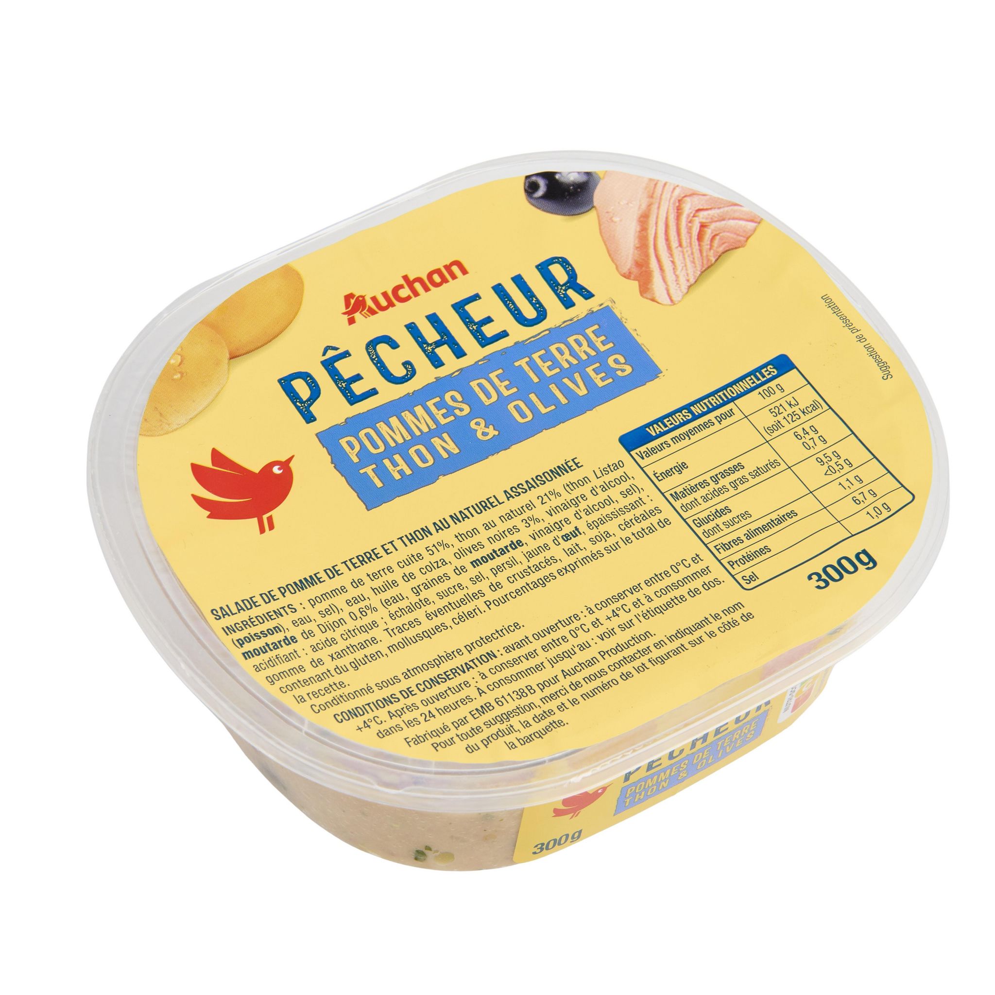 Voir la diapositive 2 : AUCHAN Salade du pêcheur 300g