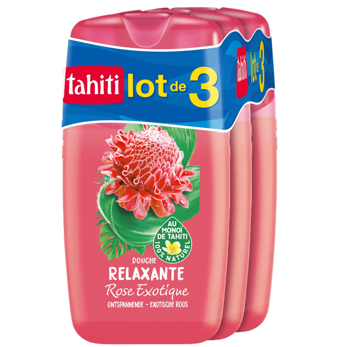TAHITI Gel douche relaxant rose exotique au monoï de Tahiti  3x250ml