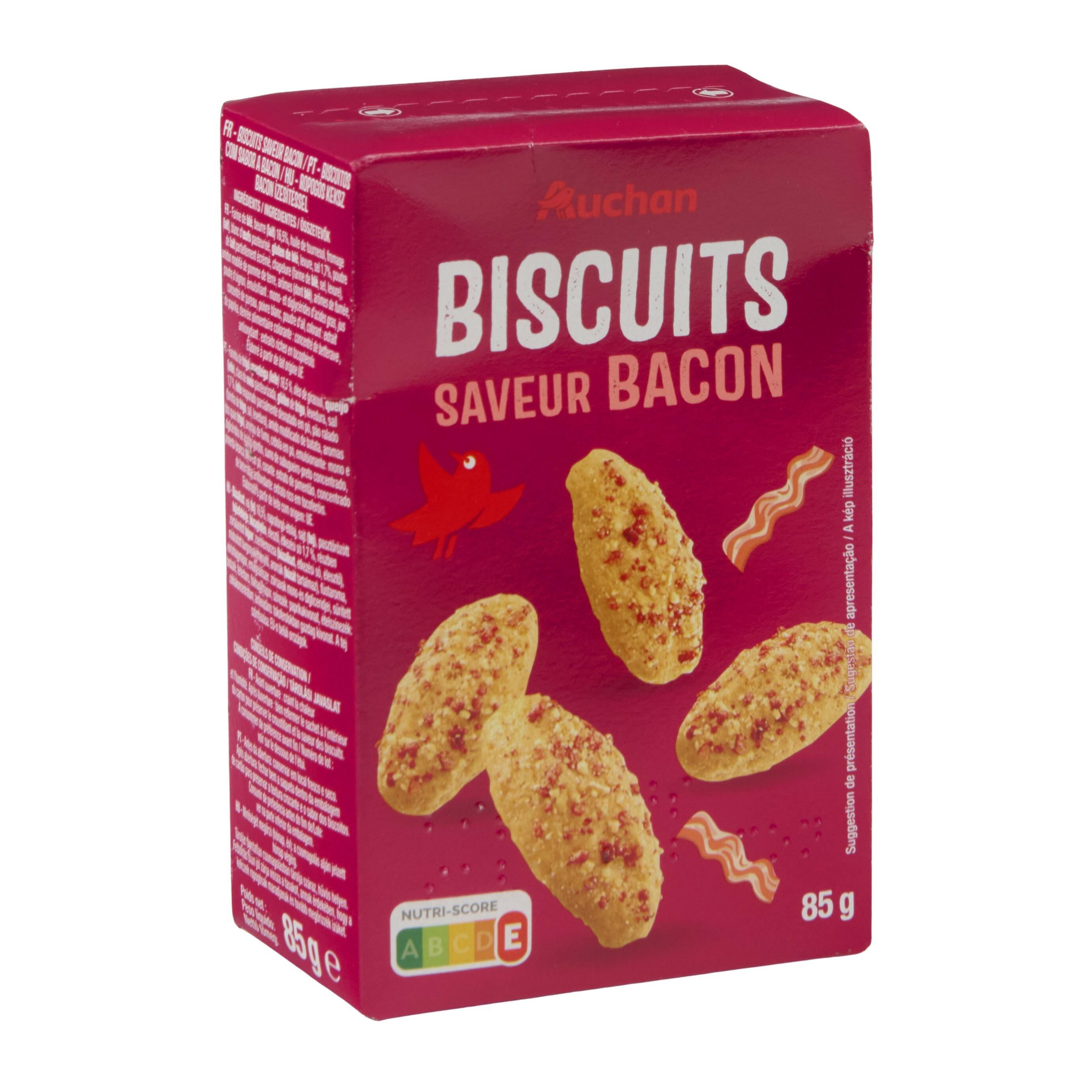 Voir la diapositive 2 : AUCHAN Biscuits saveur bacon 85g