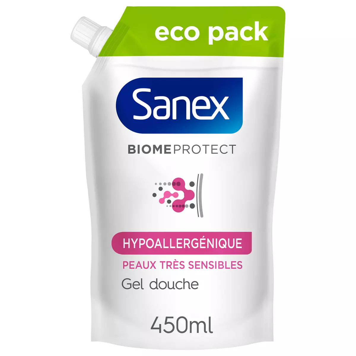 SANEX Recharge gel douche biome protect dermo hypoallergénique peaux très  sensibles 450ml pas cher 