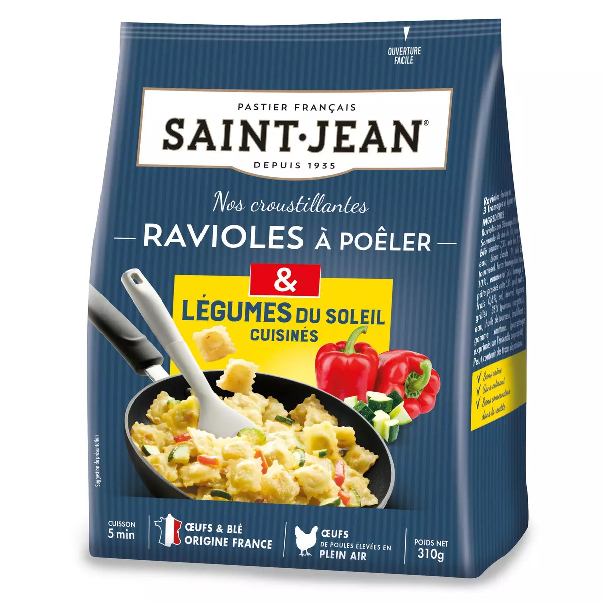 SAINT JEAN Ravioles à poêler 3 fromages & légumes du soleil 310 g