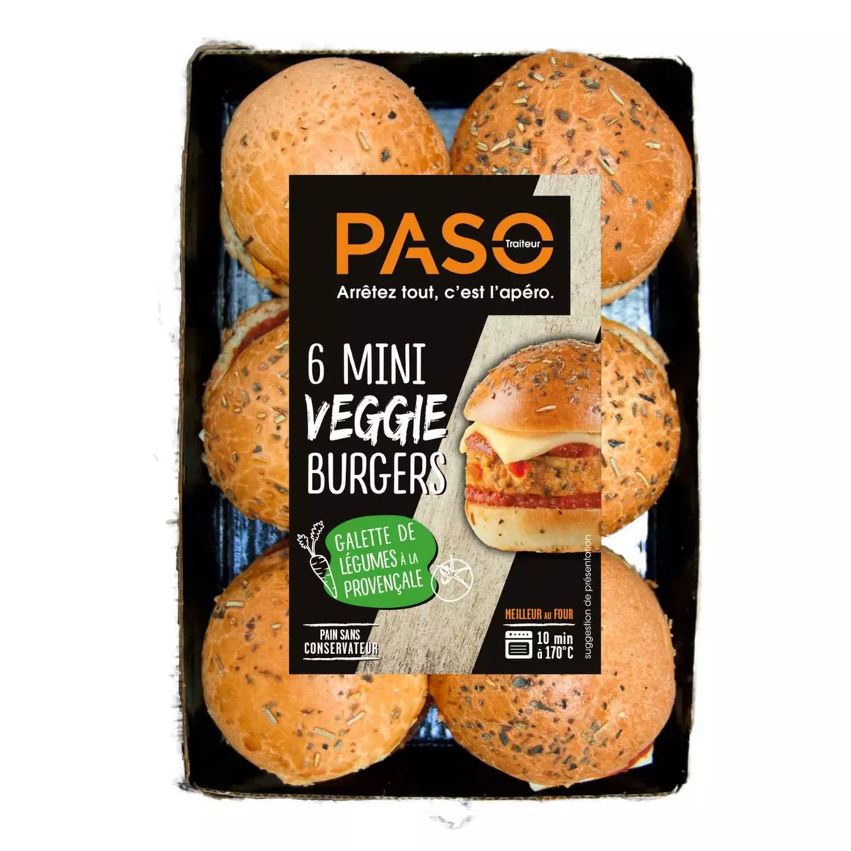 PASO Mini burgers veggie 6 pièces 220g