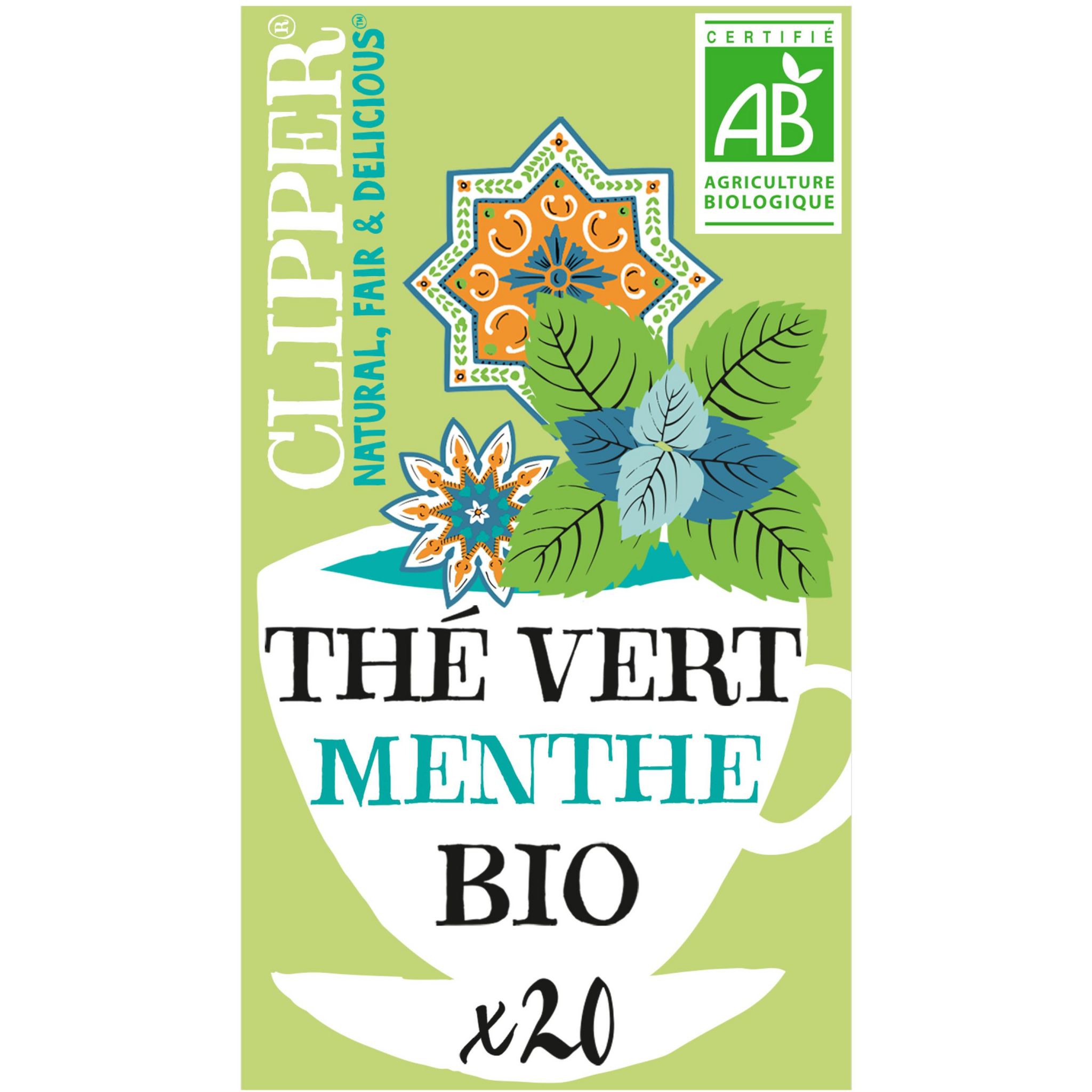Voir la diapositive 2 : CLIPPER Thé vert à la menthe bio 20 sachets 35g