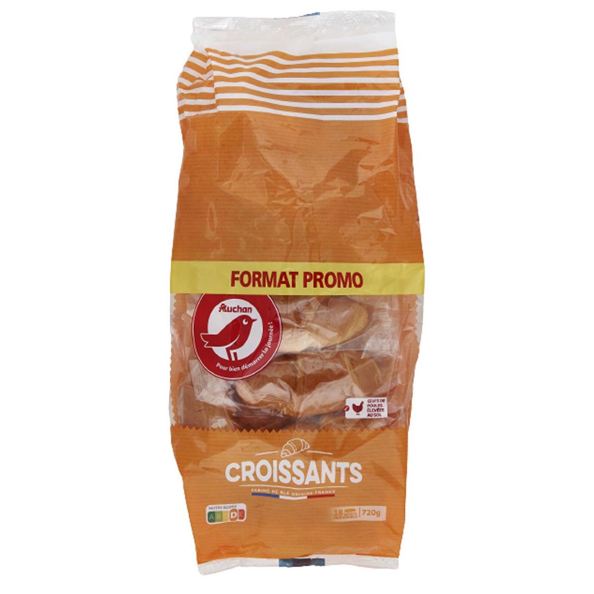 AUCHAN Croissants en sachets individuels 18 pièces 720g