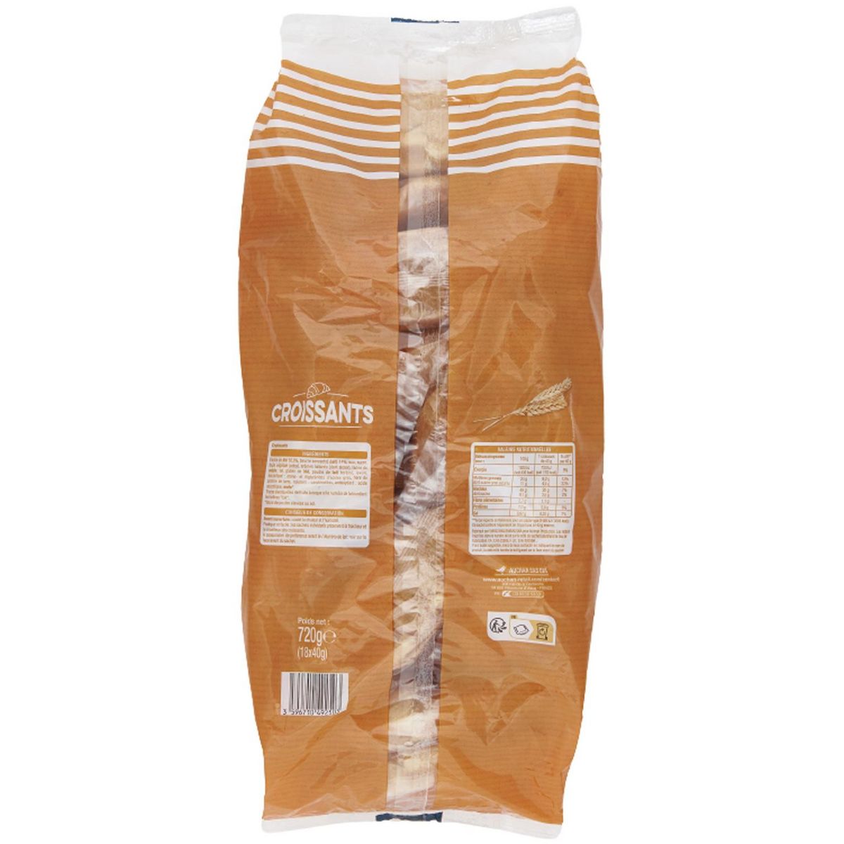 AUCHAN Croissants en sachets individuels 18 pièces 720g
