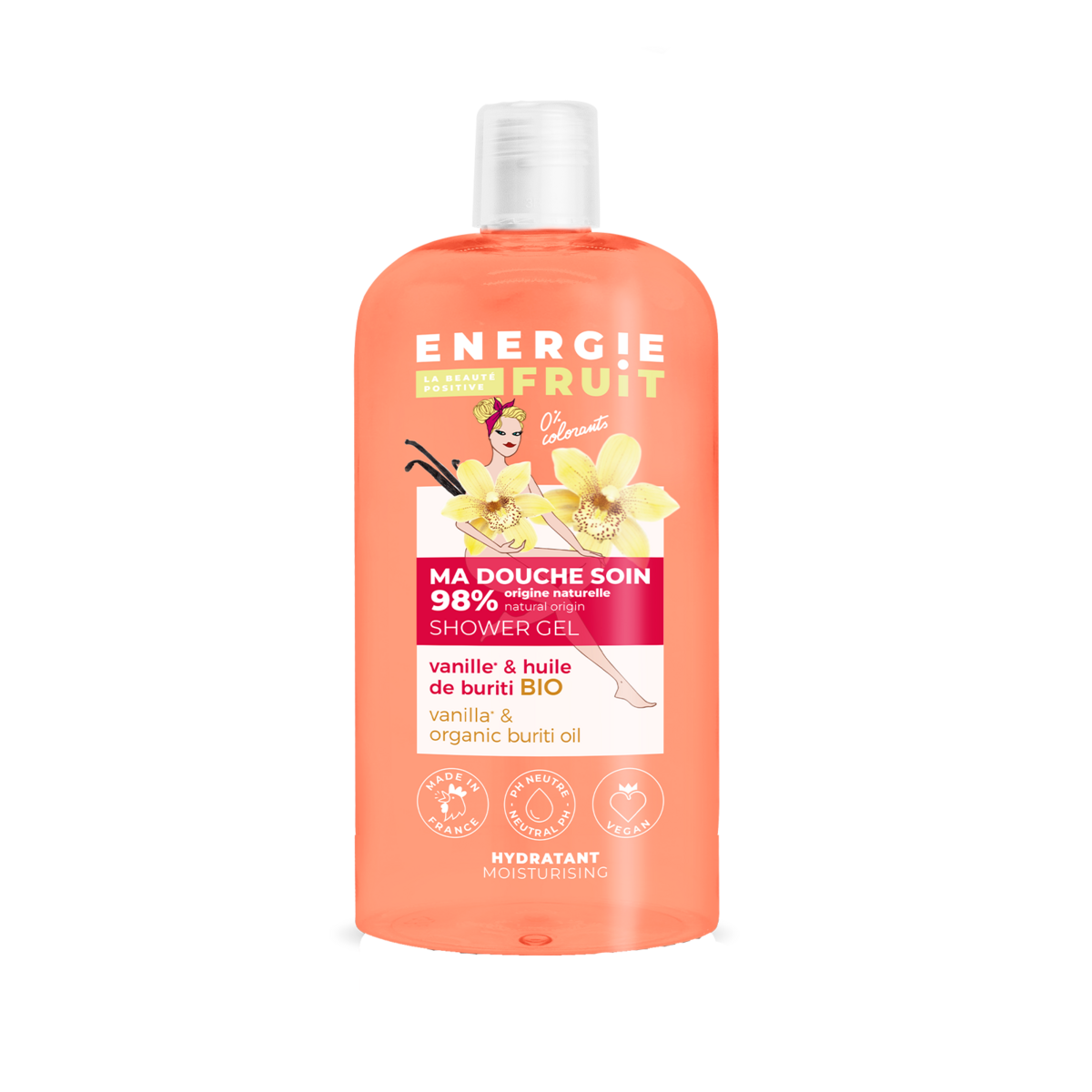 ENERGIE FRUIT Gel douche soin hydratant vanille et huile de buriti bio 500ml