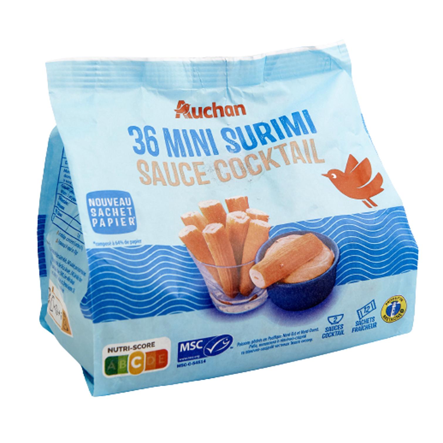Voir la diapositive 4 : AUCHAN Bâtonnet de surimi sauce cocktail MSC 36 pièces 420g