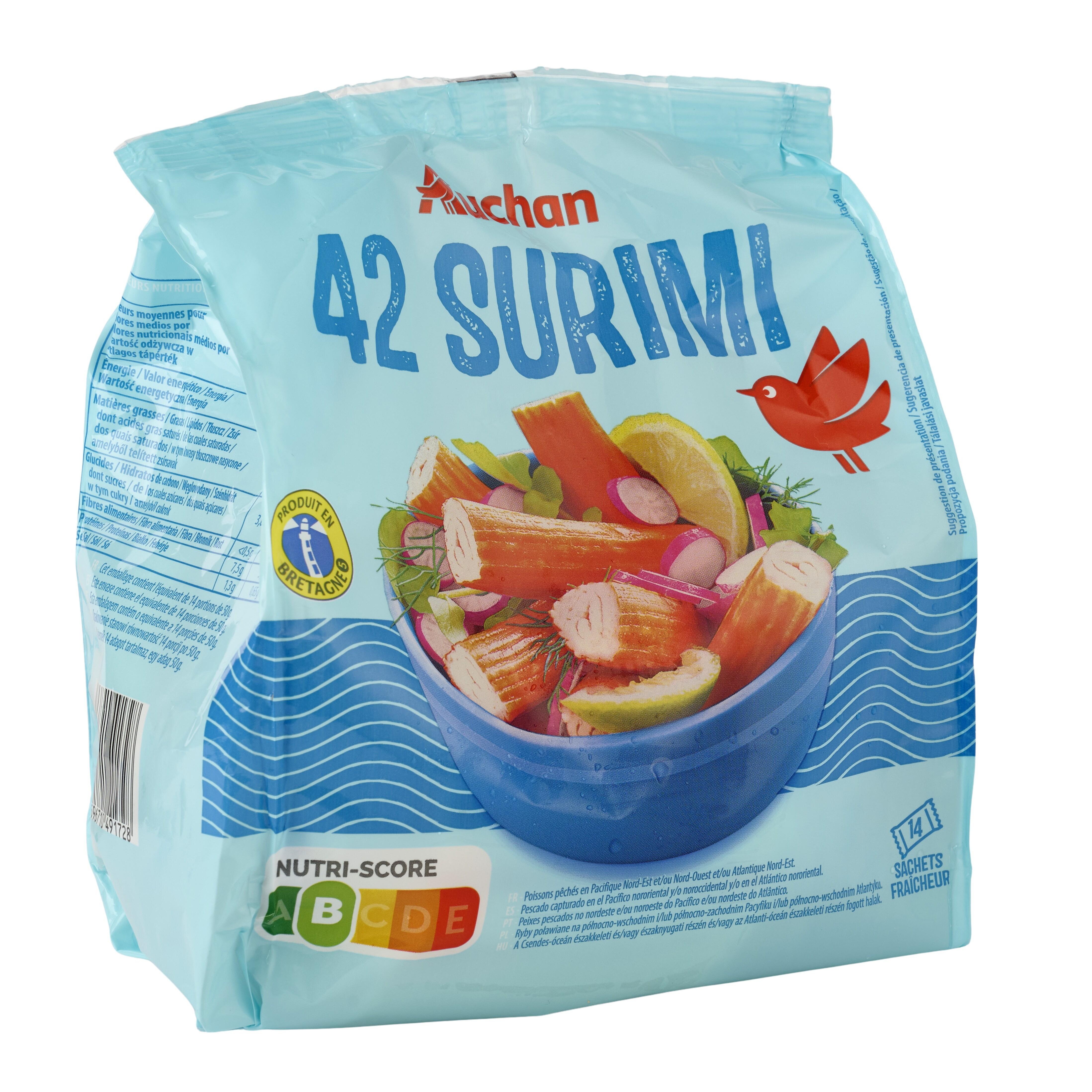 Voir la diapositive 3 : AUCHAN Bâtonnet de surimi 42 pièces 700g