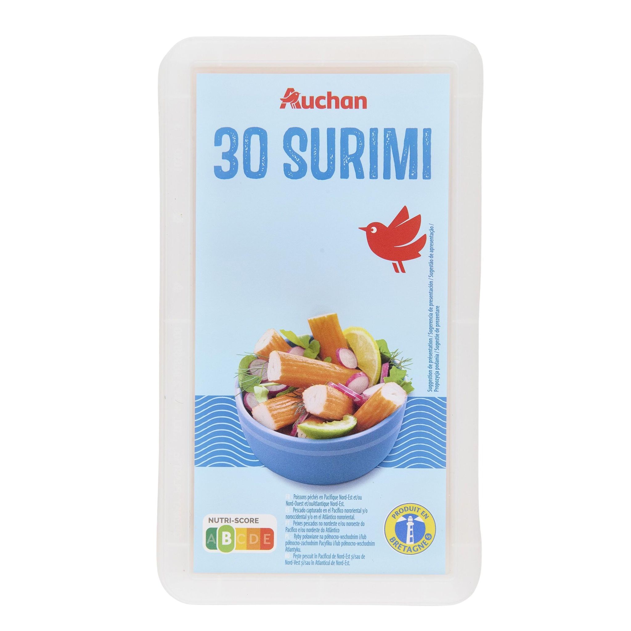 Voir la diapositive 3 : AUCHAN Bâtonnets de surimi 30 pièces 500g
