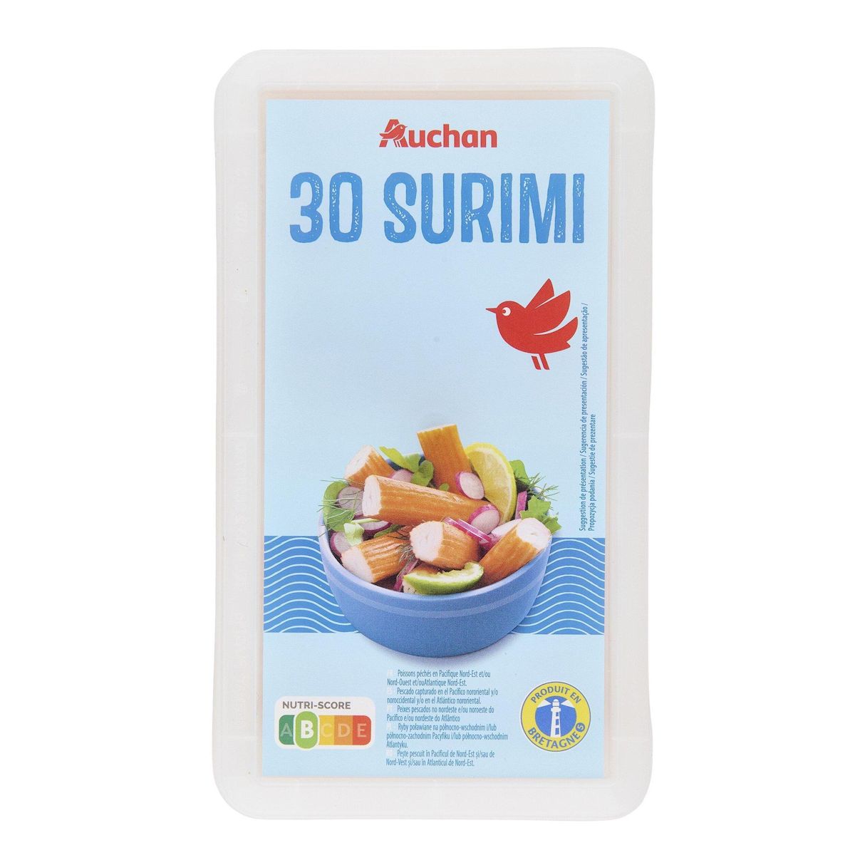 AUCHAN Bâtonnets de surimi 30 pièces 500g