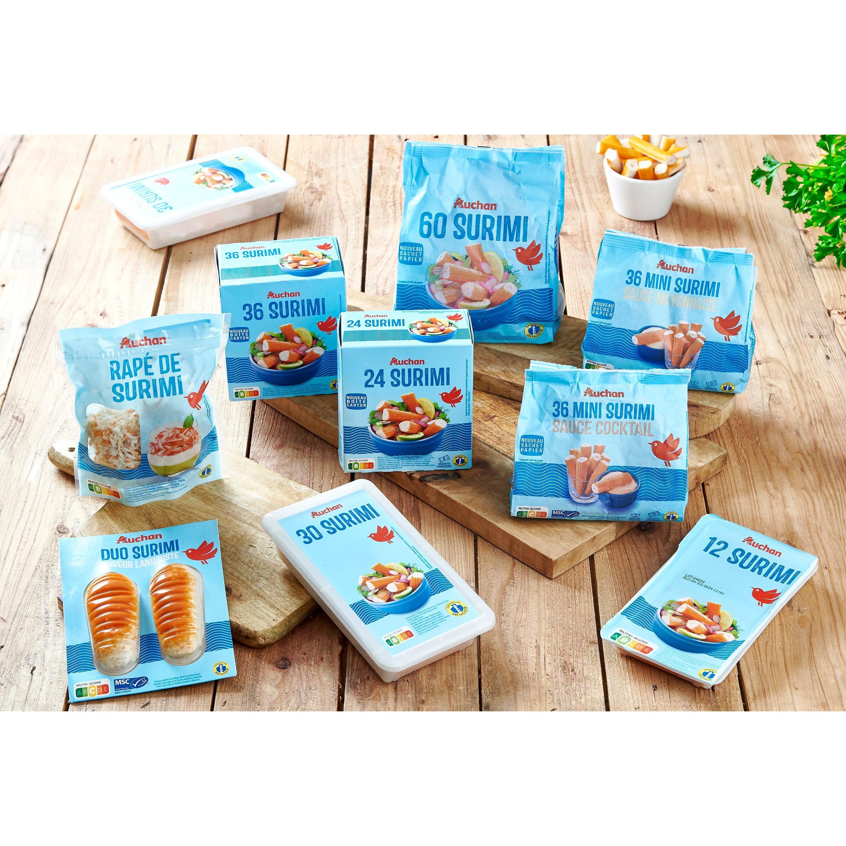 Voir la diapositive 4 : AUCHAN Bâtonnets de surimi 24 pièces 400g