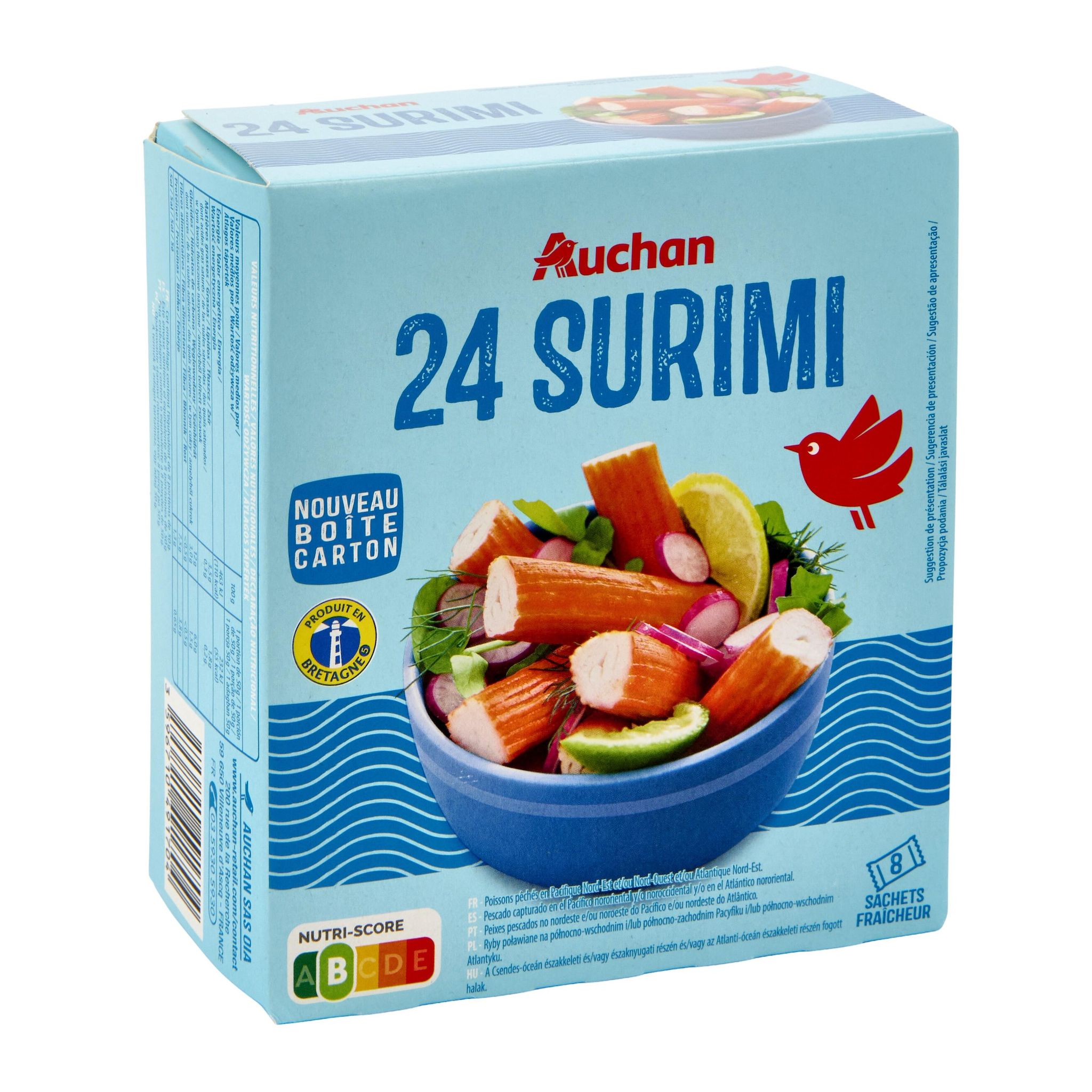 Voir la diapositive 3 : AUCHAN Bâtonnets de surimi 24 pièces 400g