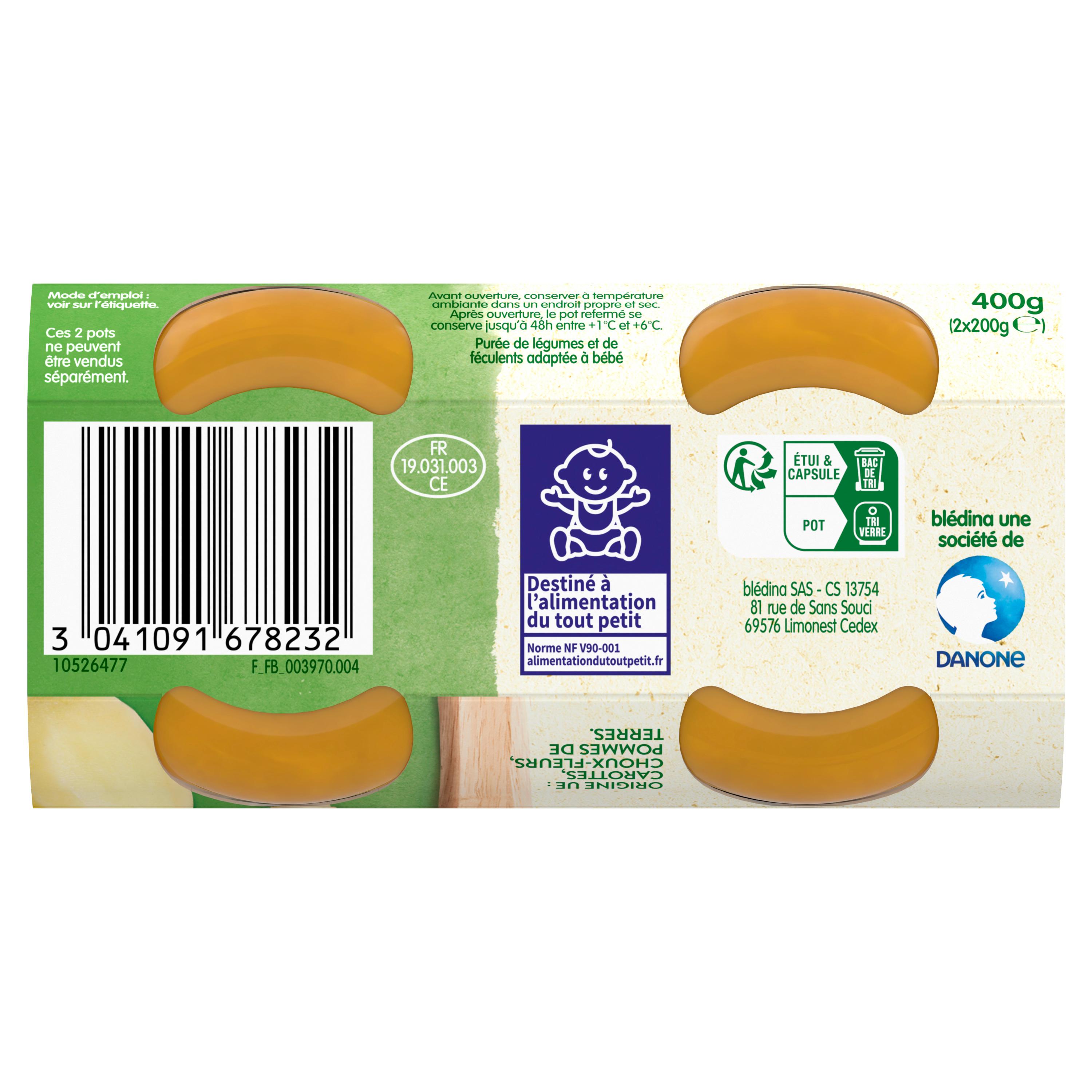 Voir la diapositive 2 : BLEDINA Petit pot purée carottes choux-fleurs dès 6 mois 2x200g