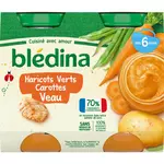 BLEDINA Petit pot haricots verts carottes veau dès 6 mois 2x200g