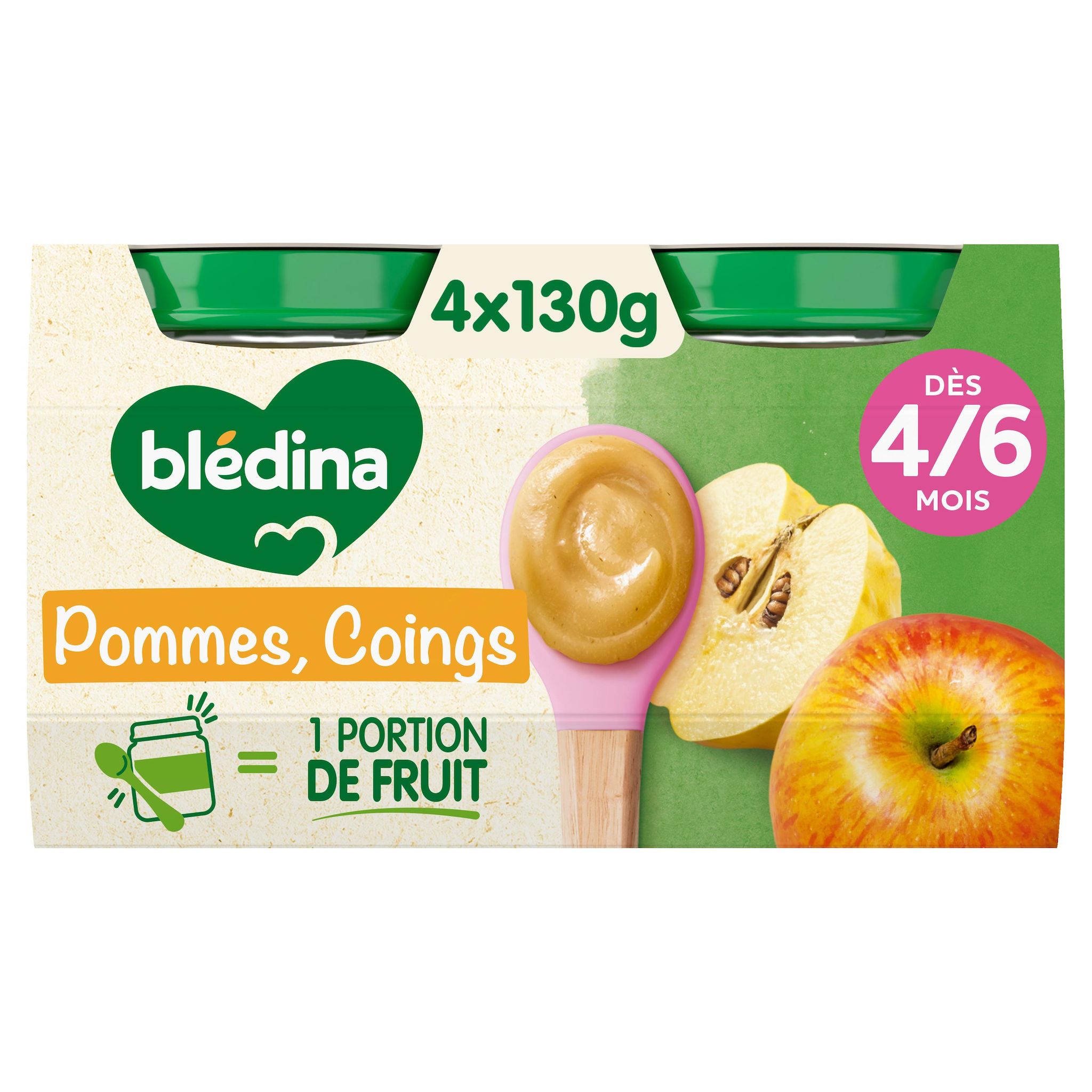 Voir la diapositive 2 : BLEDINA Petit pot pommes coing dès 4 à 6 mois 4x130g