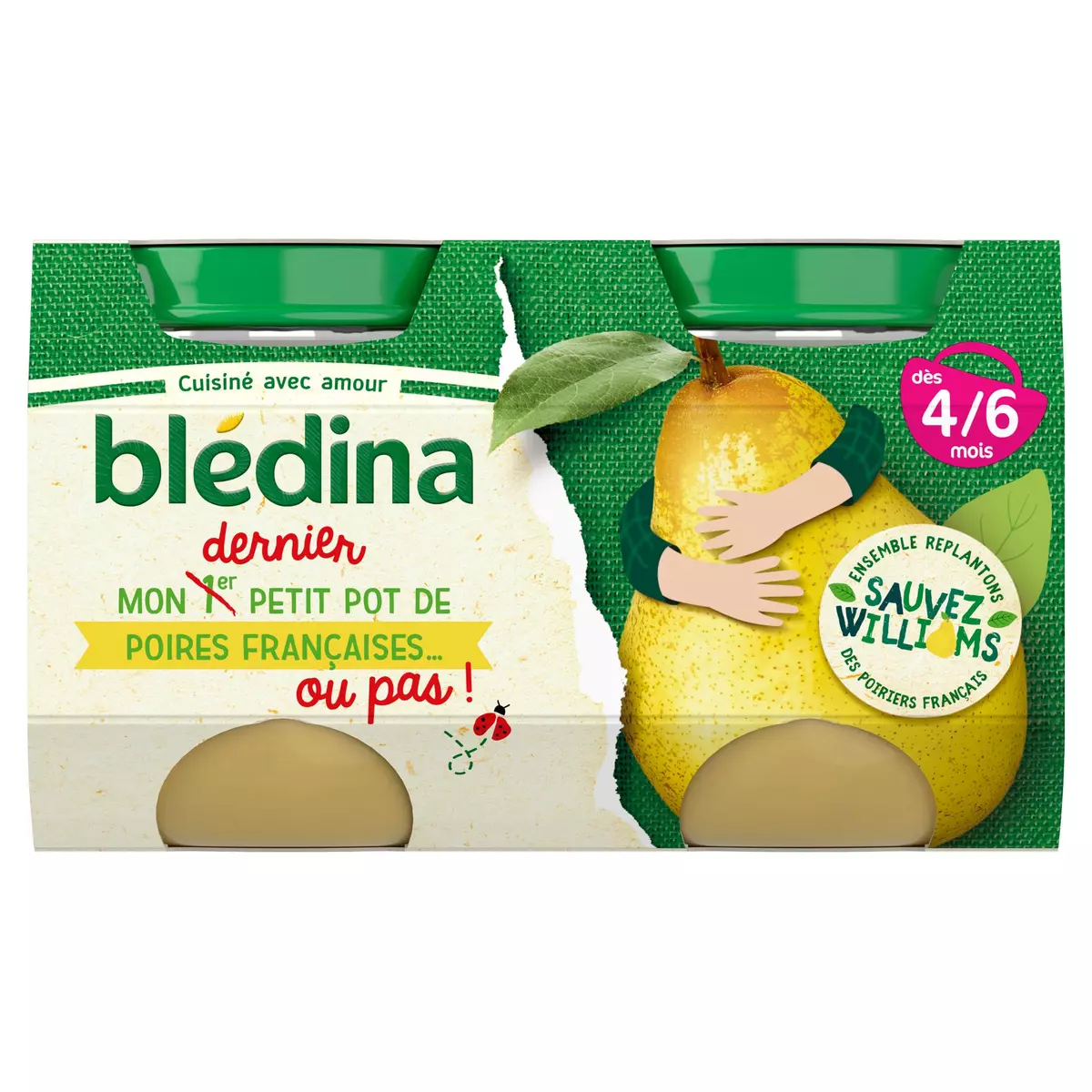 BLEDINA Petit pot dessert poires dès 4 à 6 mois 2x130g