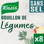 KNORR Bouillon de légumes sans sel 8 tablettes 72g