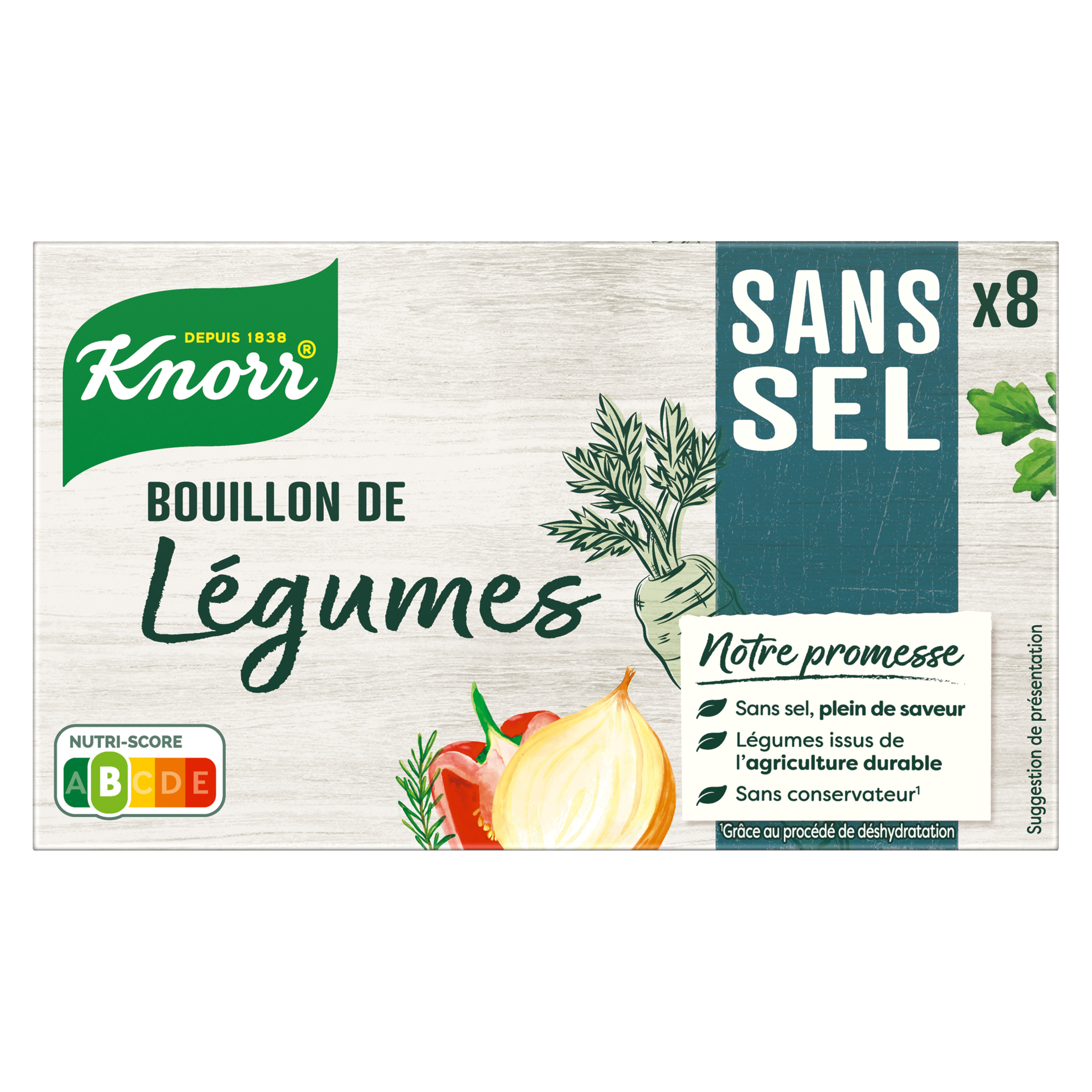 Voir la diapositive 2 : KNORR Bouillon de légumes sans sel 8 tablettes 72g