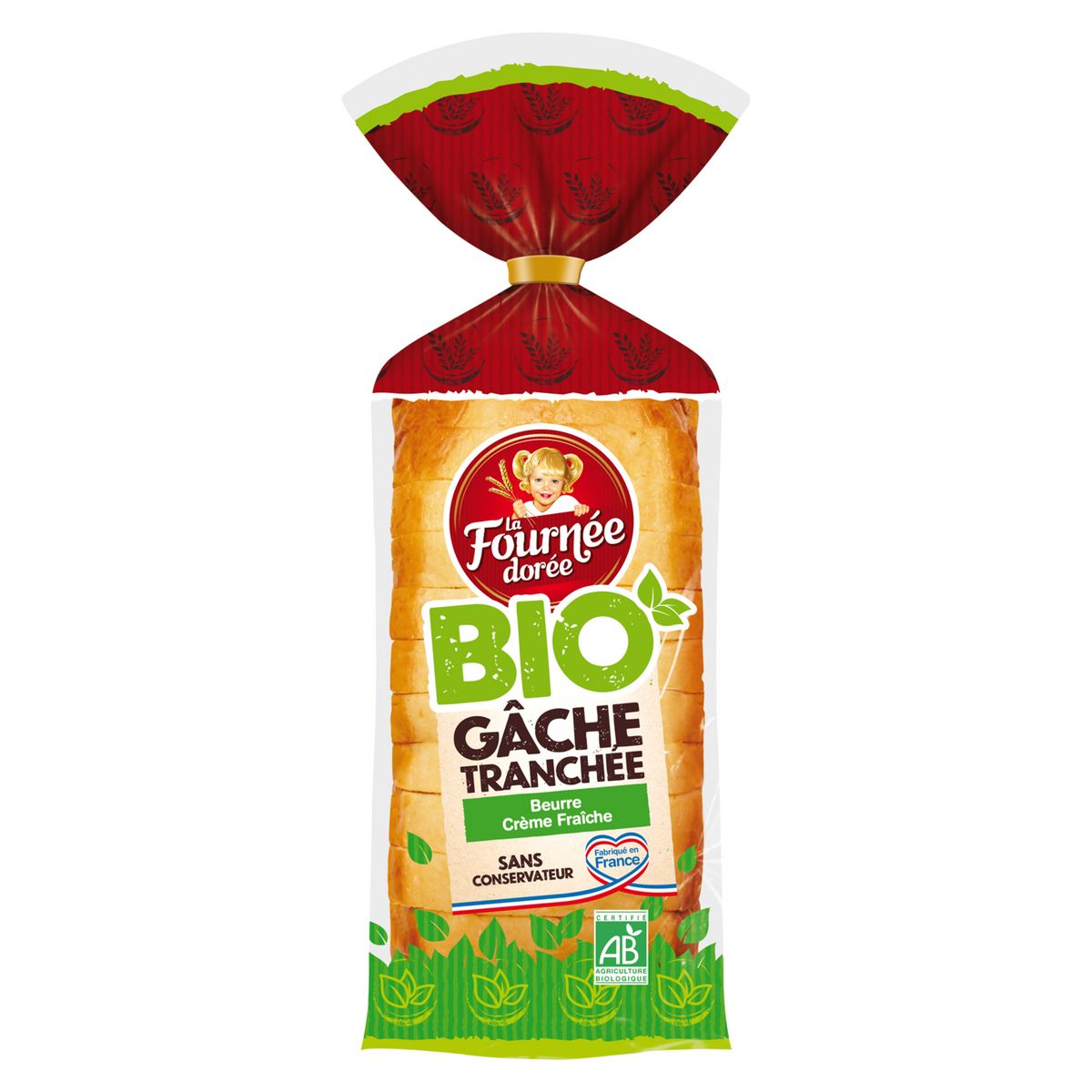 LA FOURNEE DOREE Gâche tranchée brioche au beurre et crème fraîche bio 400g