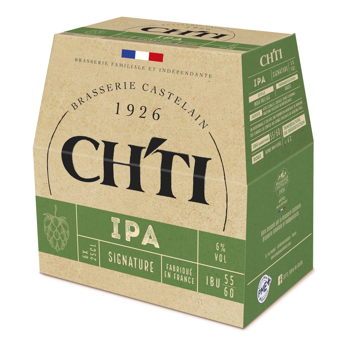 CH'TI Bière IPA bio signature 6% pack bouteilles 6x25cl