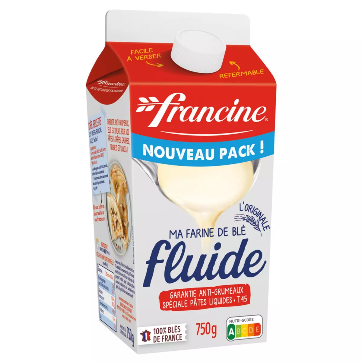 FRANCINE Farine de blé fluide T45 anti-grumeaux 750g