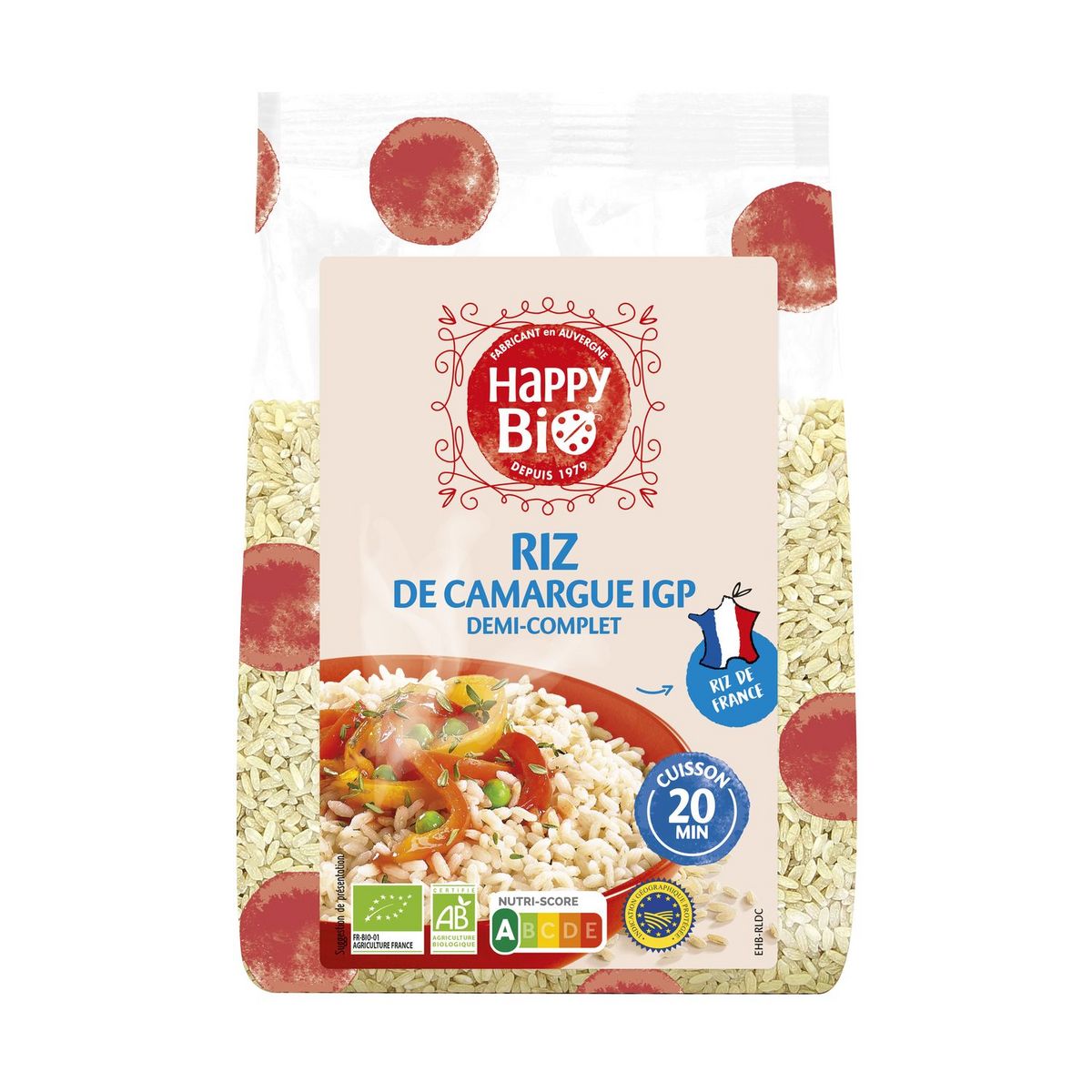 HAPPY BIO Riz de Camargue IGP demi complet 500g