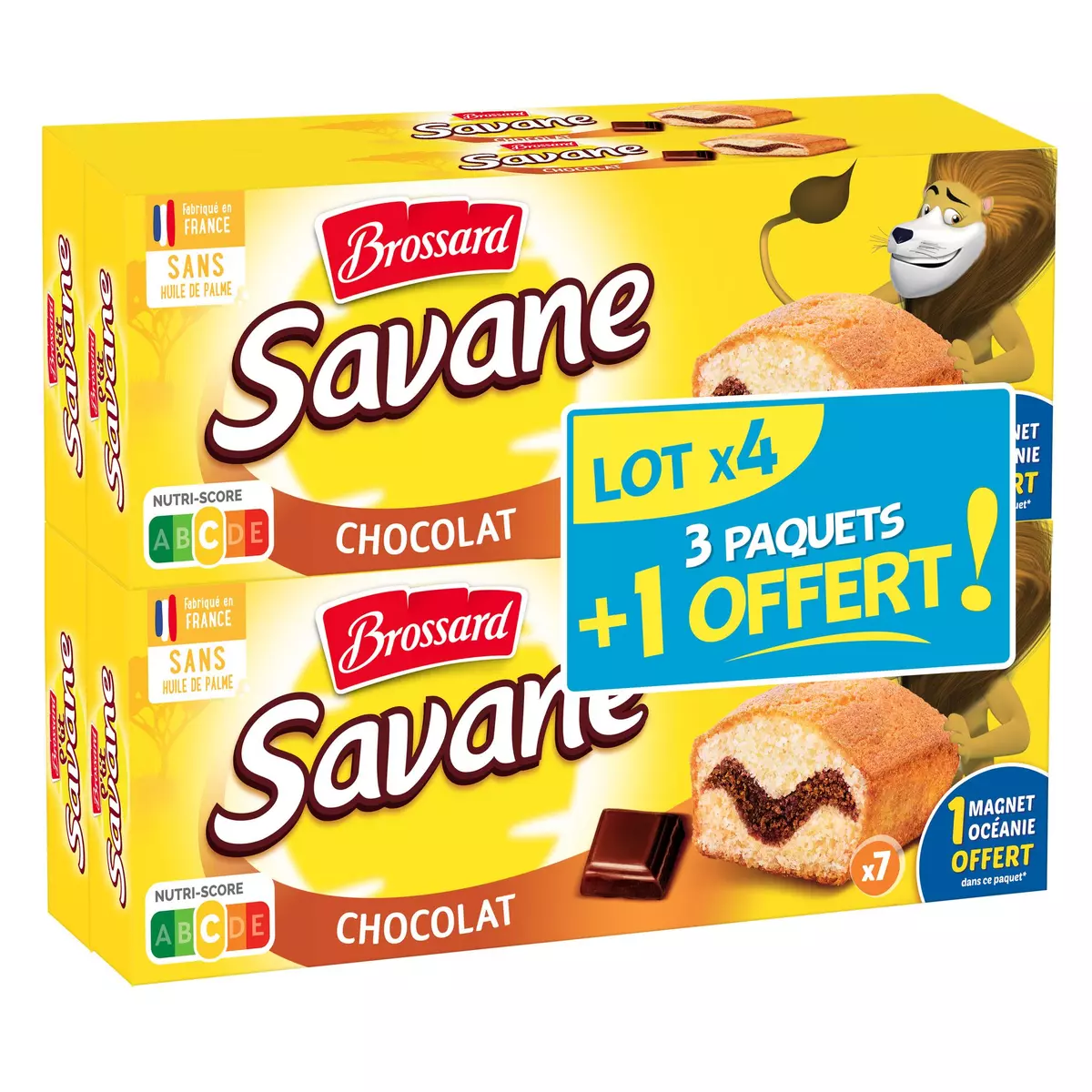 BROSSARD Savane gâteau marbré au chocolat sachets individuels 3+1 offert 4x210g