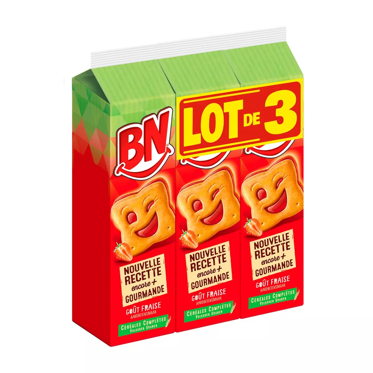 BN Biscuits fourrés à la fraise  3 paquets 855g