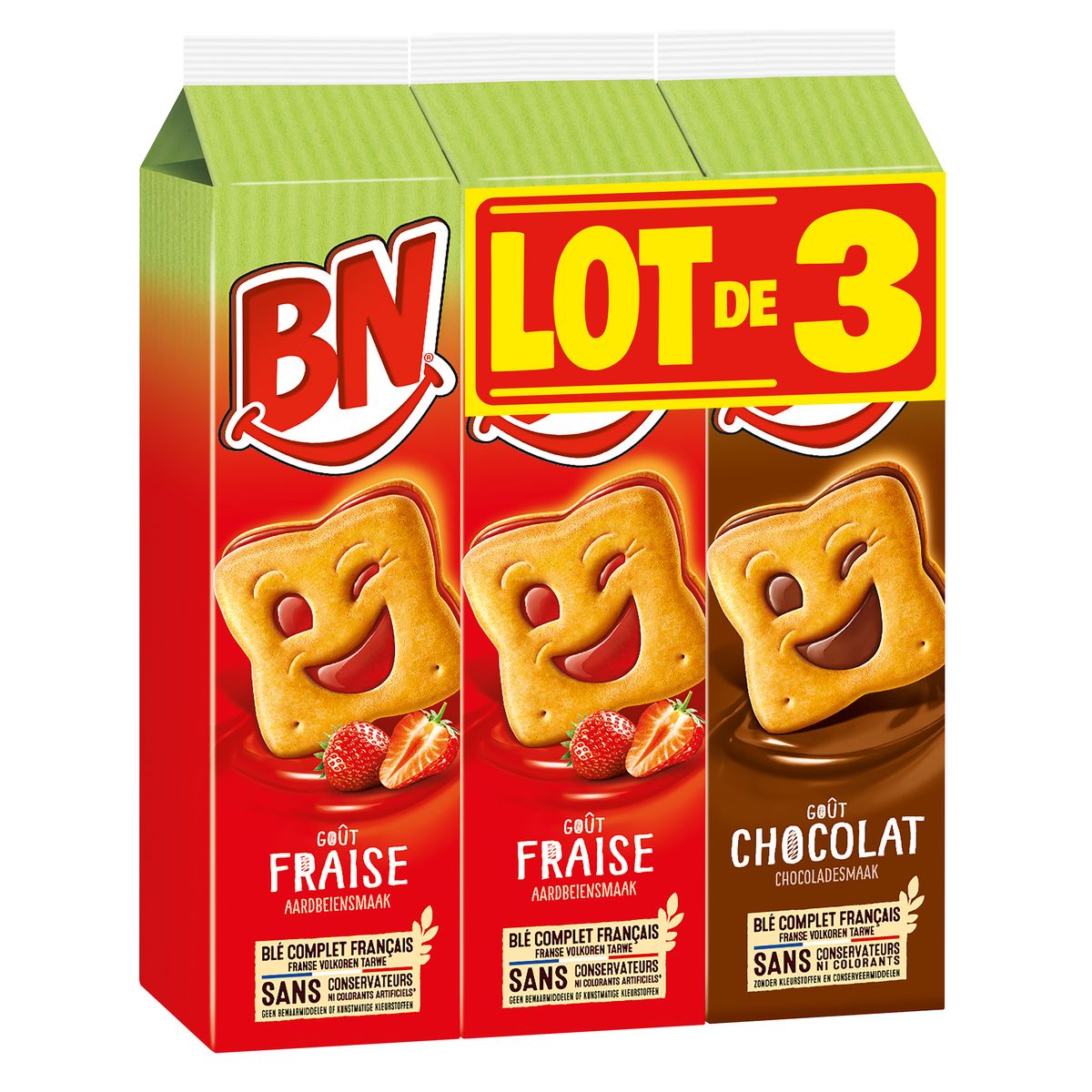 BN Biscuits fourrés panaché 2 paquets à la fraise +1 au chocolat 855g ...